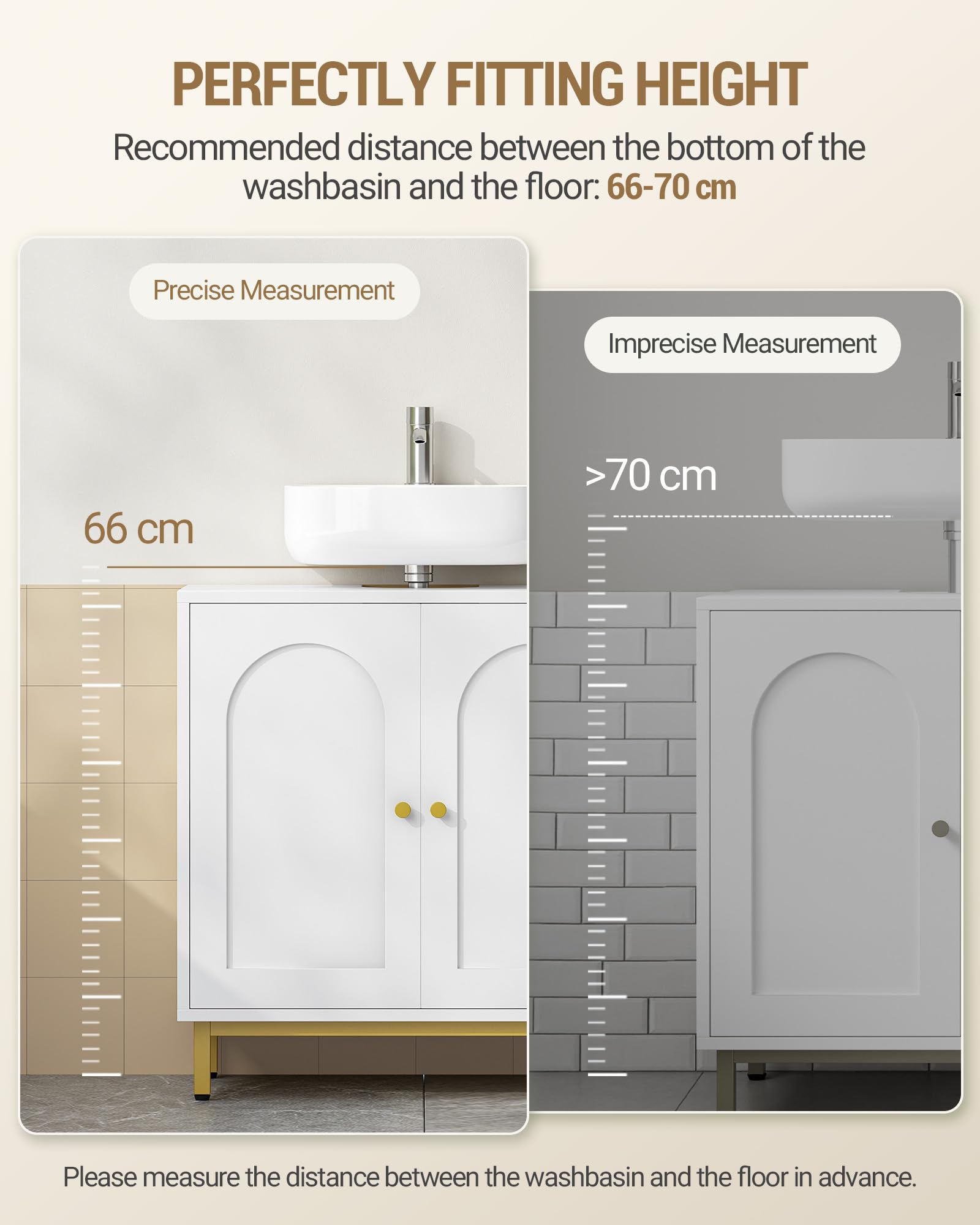 Hzuaneri Meuble sous lavabo, Meuble de Rangement pour Salle de Bain, Blanc