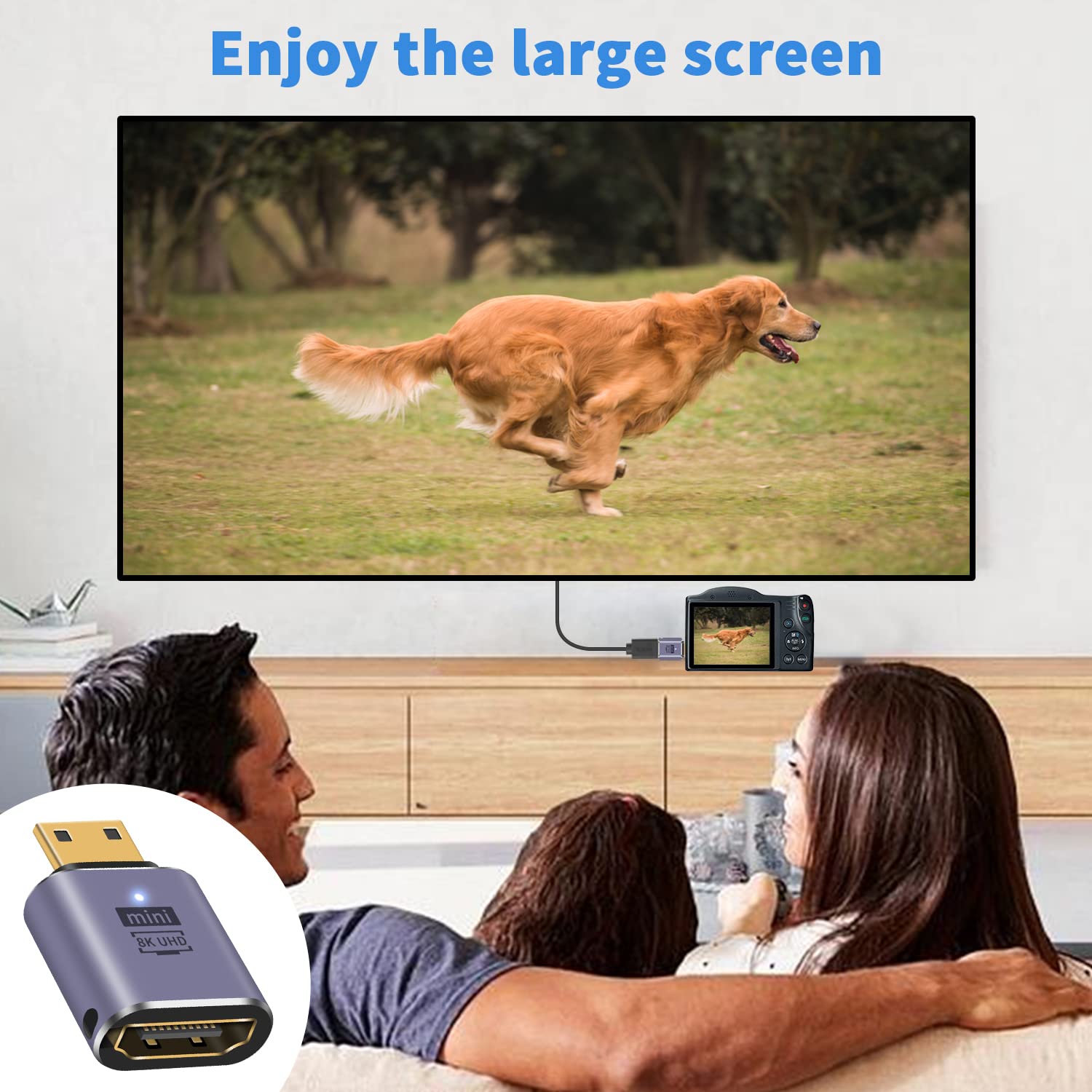 Duttek HDMI naar Mini HDMI 8K Adapter (2 Pack), Down Angle Mini HDMI