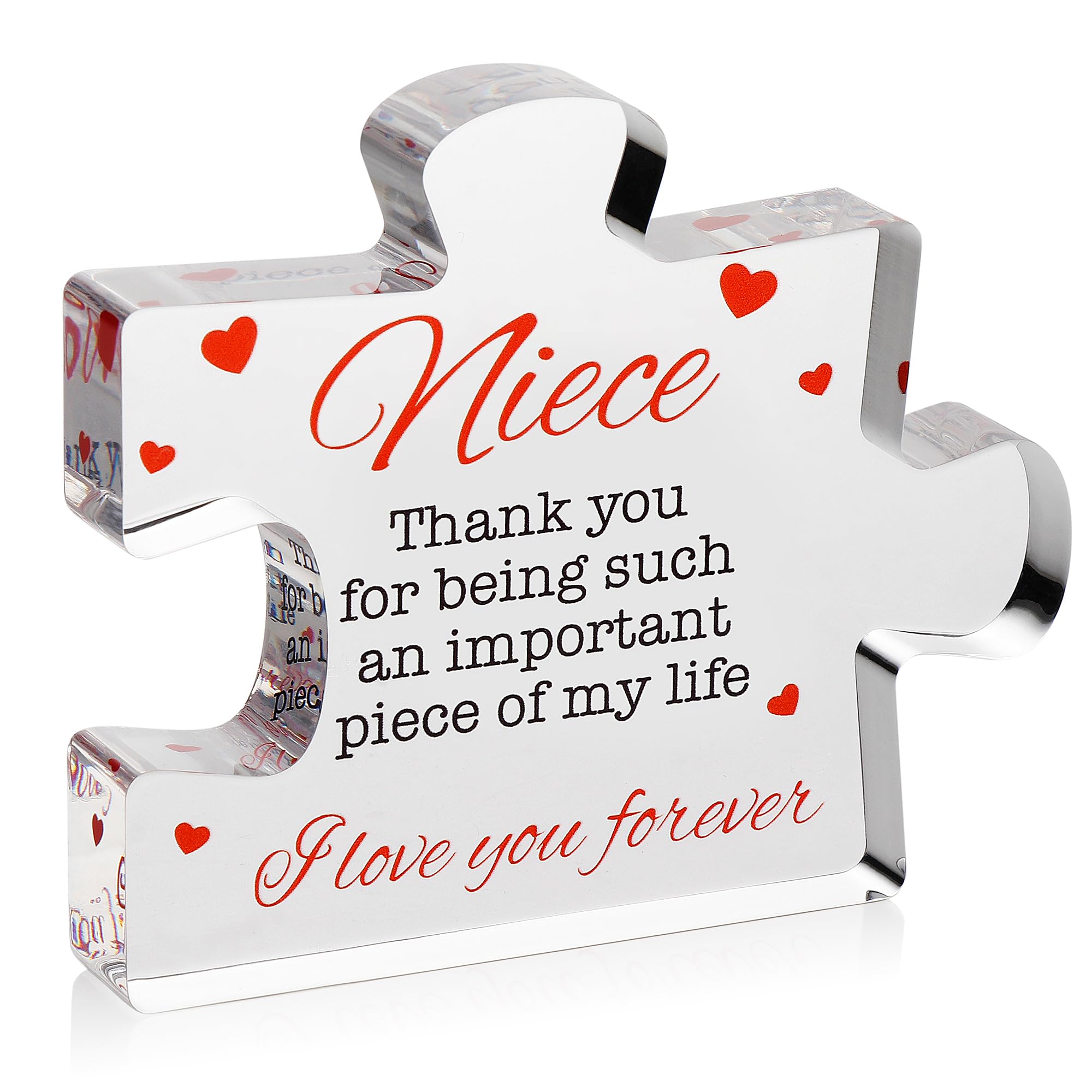 VELENTI Acrylic Block Puzzle Gift for Niece - Cute Present from Aunt, Uncle - Birthday, Christmas, Paperweight, Graduation - Novelty Gift for Nieces