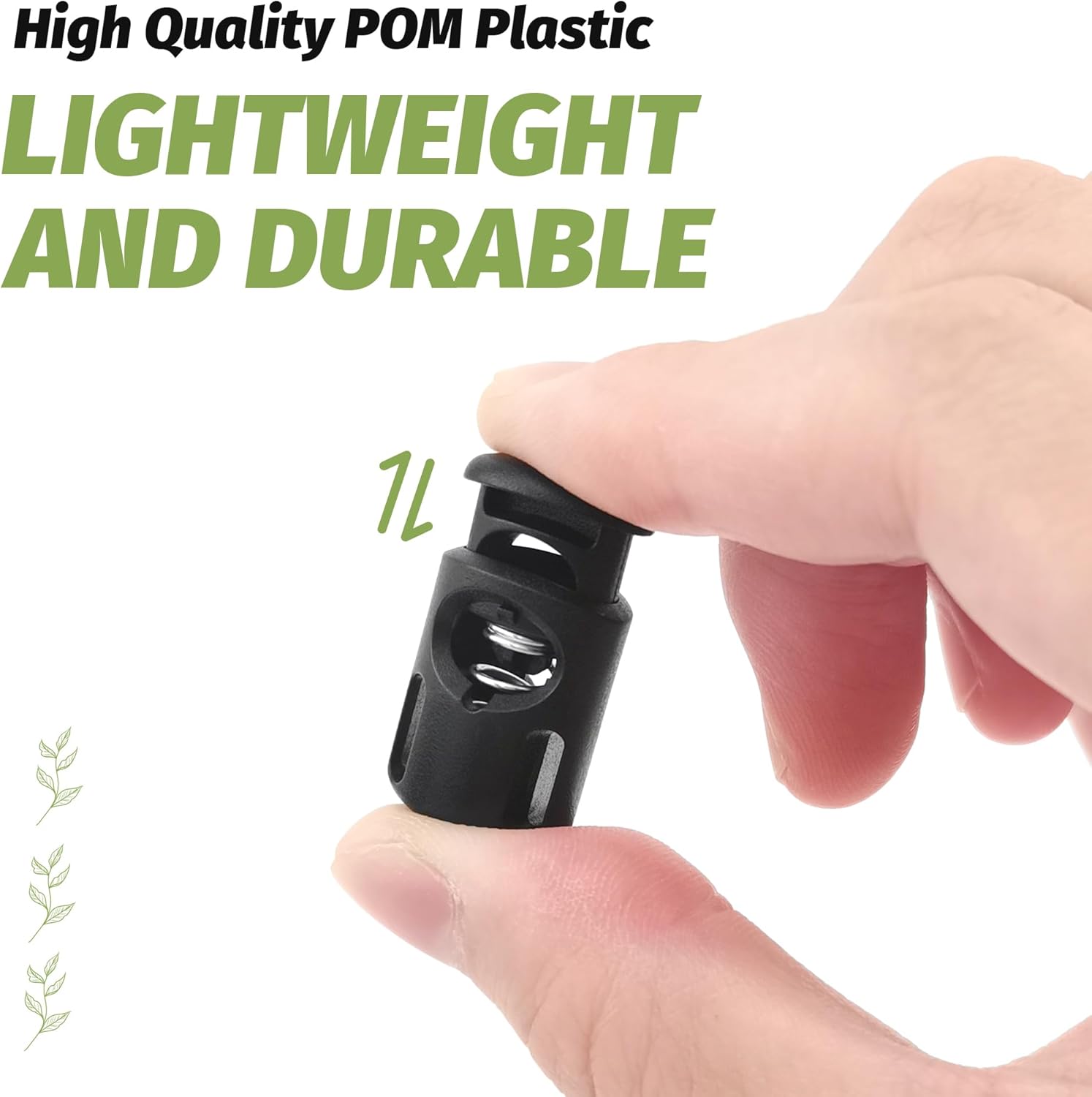 BlingKingdom 10 PCS Plastic Cord Locks, Single Hole Elastic Cord Adjuster, Spring Toggle Stopper Fastener for Drawstrings, Paracord, Bags, Shoelaces, Clothing, Tent (Black) - Image 2