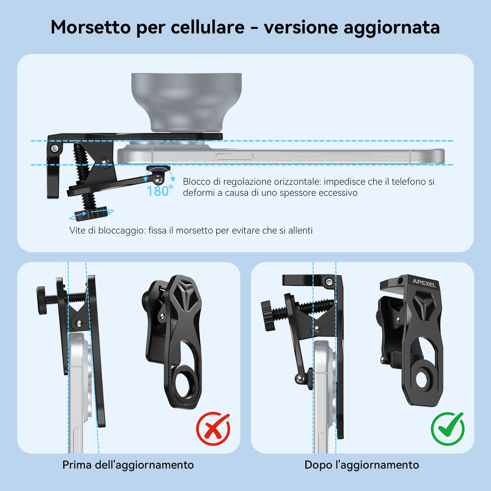 APEXEL HB100 Lente Macro Ultra HD F1.05 con 45 Modalità Luce & Rivestimento AF,Obiettivo per Smartphone iPhone, Samsung e Pixel
