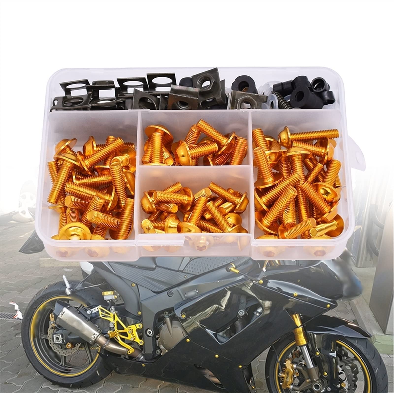 Vite sostituita Universale Del Motociclo Carena Vite Molla Bulloni Kit Corpo Di Fissaggio Pinze Per Suzuki GSXR400 GT250 GT550 RG500 RGV250 VS800 VZ800(Silver)