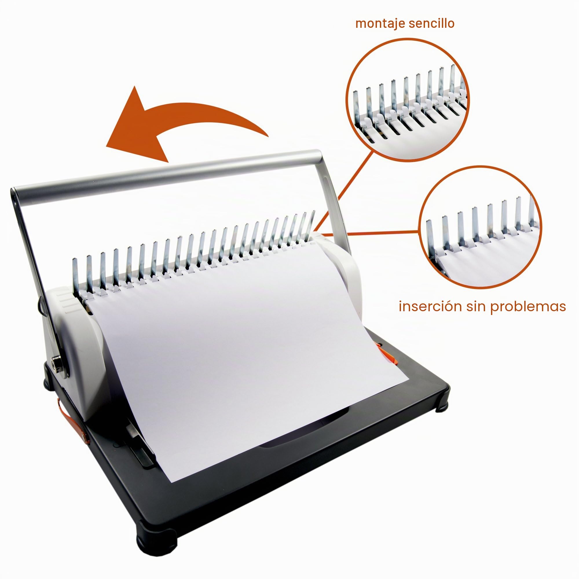 Peach Encuadernadora para plástico PB200-30 | Star Binder Pro - formato A4 | ganador de precio-rendimiento | encuaderna 350 hojas | canutillo máx. 38 mm. Capacidad de perforación 12 hojas. Incluye set inicial de 15 piezas