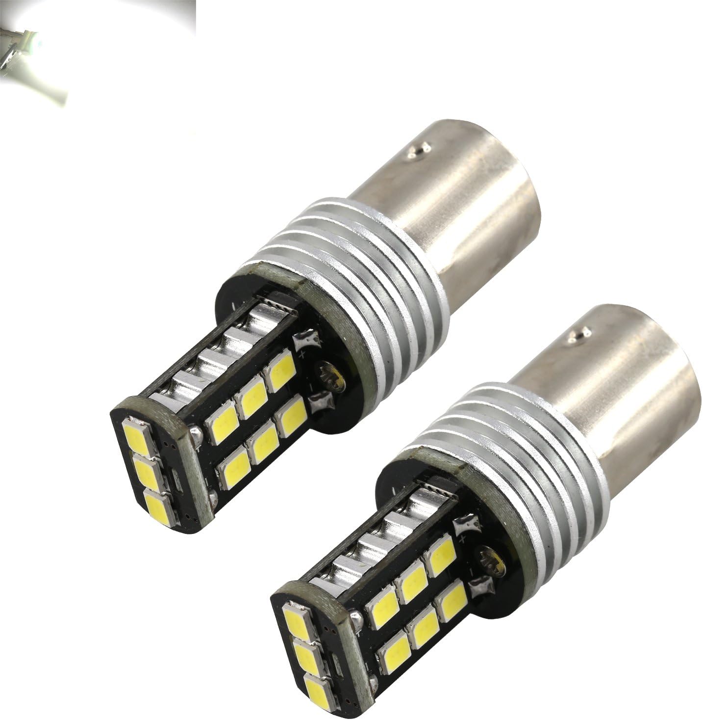 50 Watts Extreme High Power 3535 Chip LED Red/Amber/White Turn Signal Brake Tail Lights Bulbs 3157/7443/1157 (White, 1157)