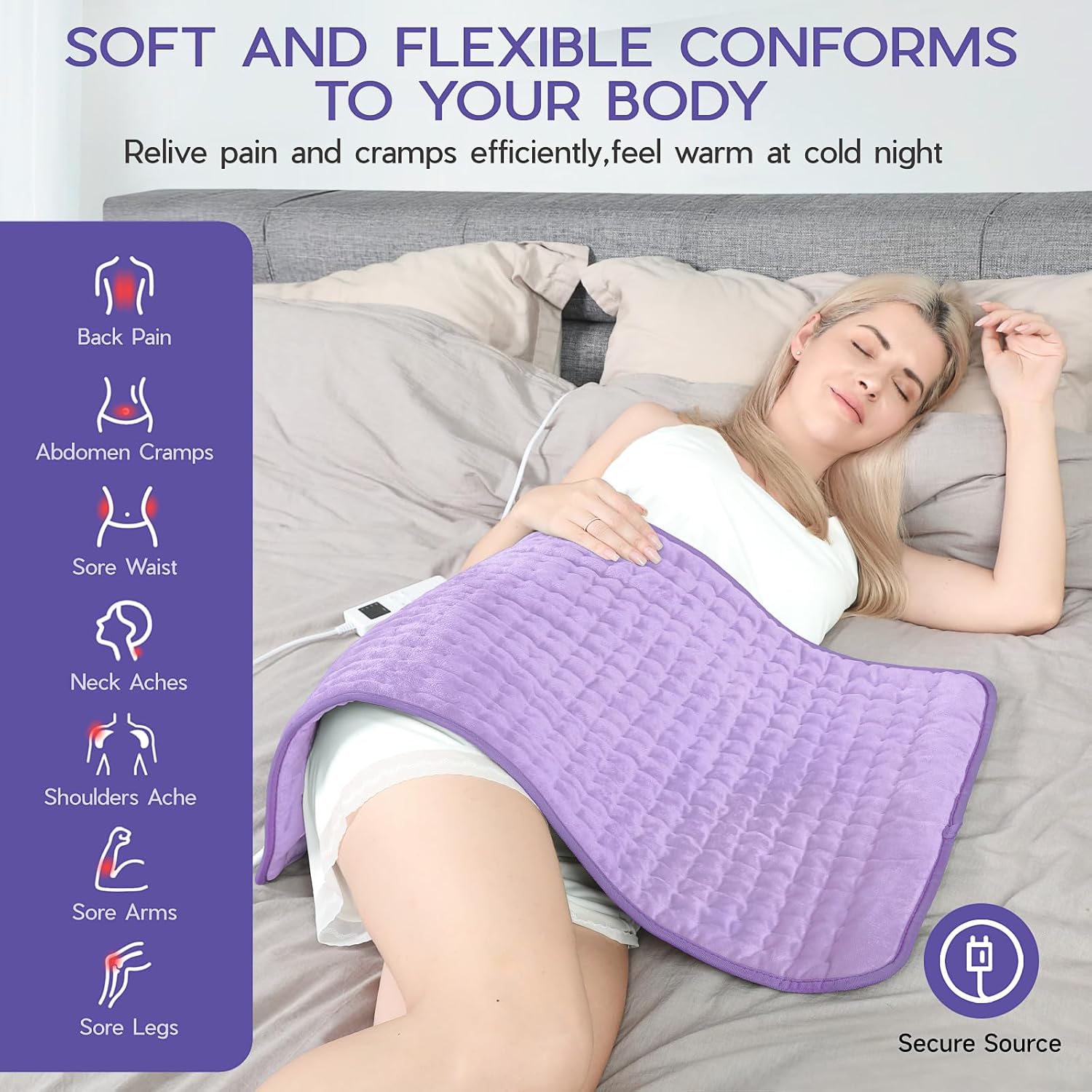 Heating Pad for Neck and Shoulders and Back, Electric Heating Pad for Period Cramps with 6 Heating & 4 Timer Setting, Easy Machine Washable, Best Gifts for Parents (17'' x 33'')
