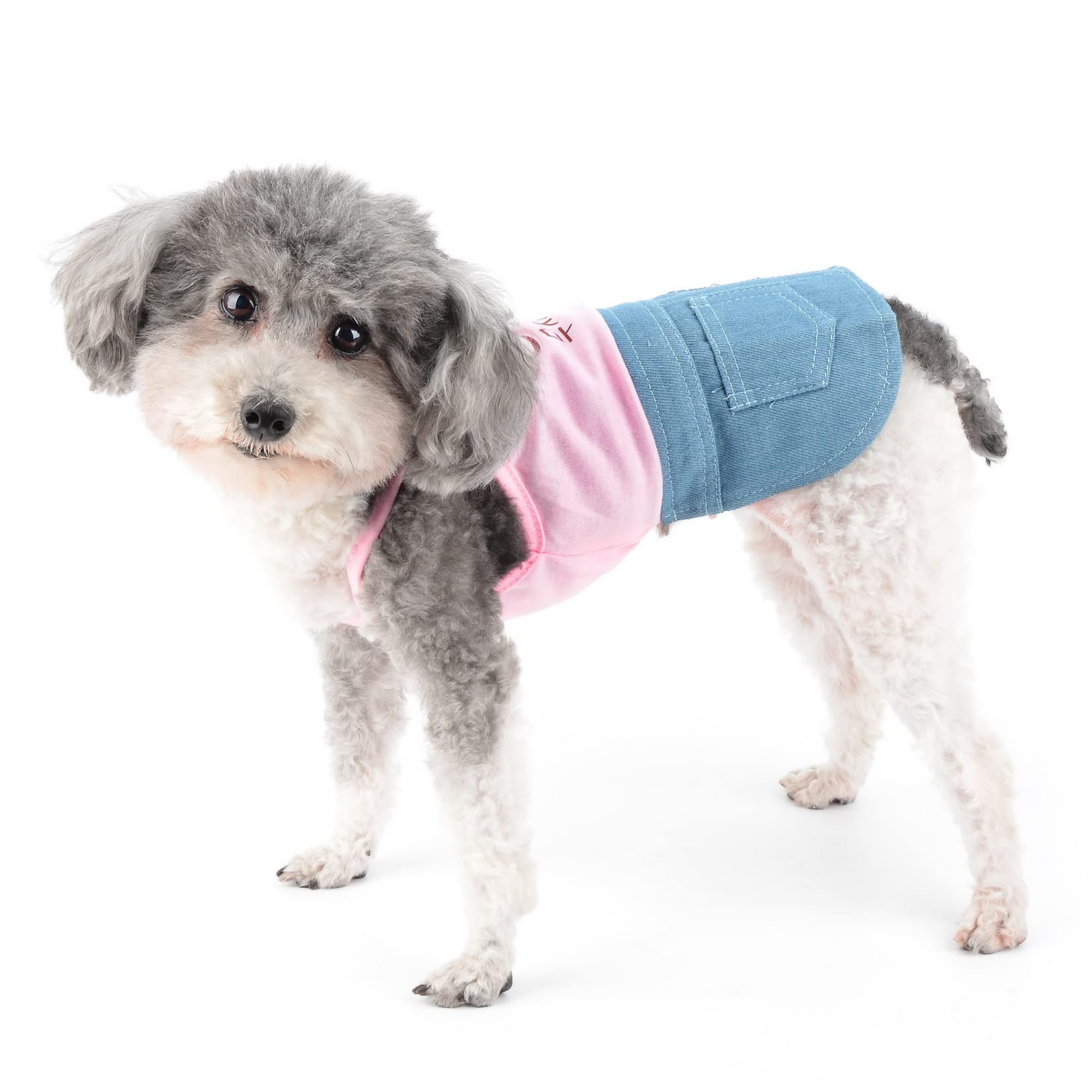 Zunea Vestito per Cani di Piccola Taglia Denim Gonna Abiti Estivi Rosa S