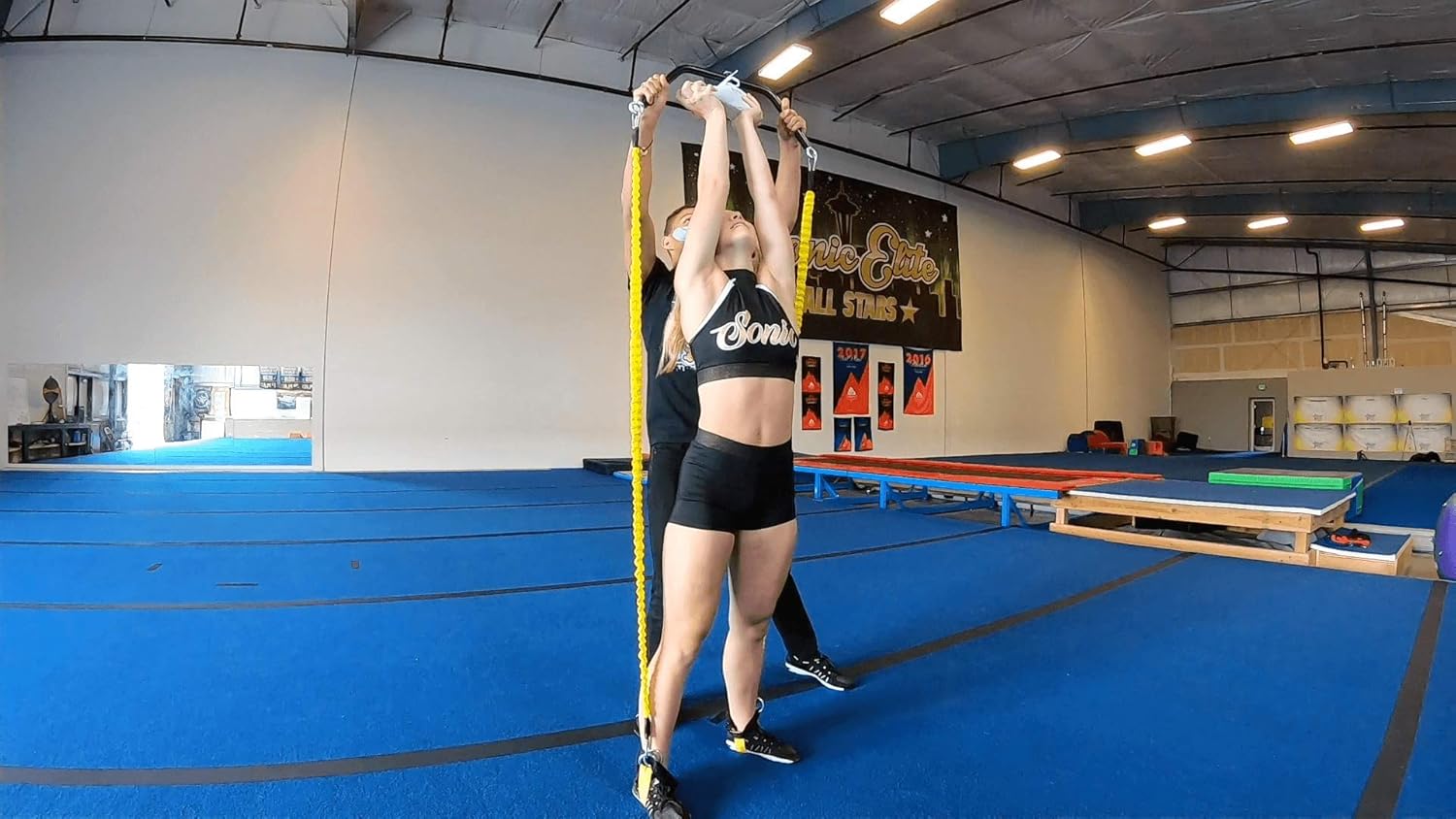 Tumbl Trak Stunt Double Resistance Band Cheerleading Base Trainer : Sports & Outdoors