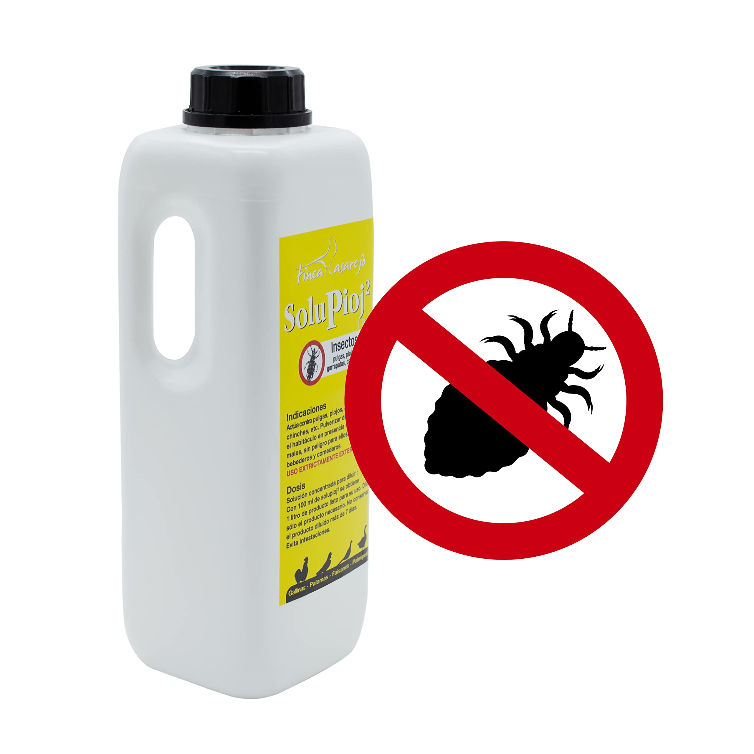 Solupioj (1 litro) - Solución Biodegradable para Eliminar Parásitos Externos como Piojo de Las Gallinas, Ácaros, Garrapatas, Chinches - Desinsectante para Instalaciones de Animales