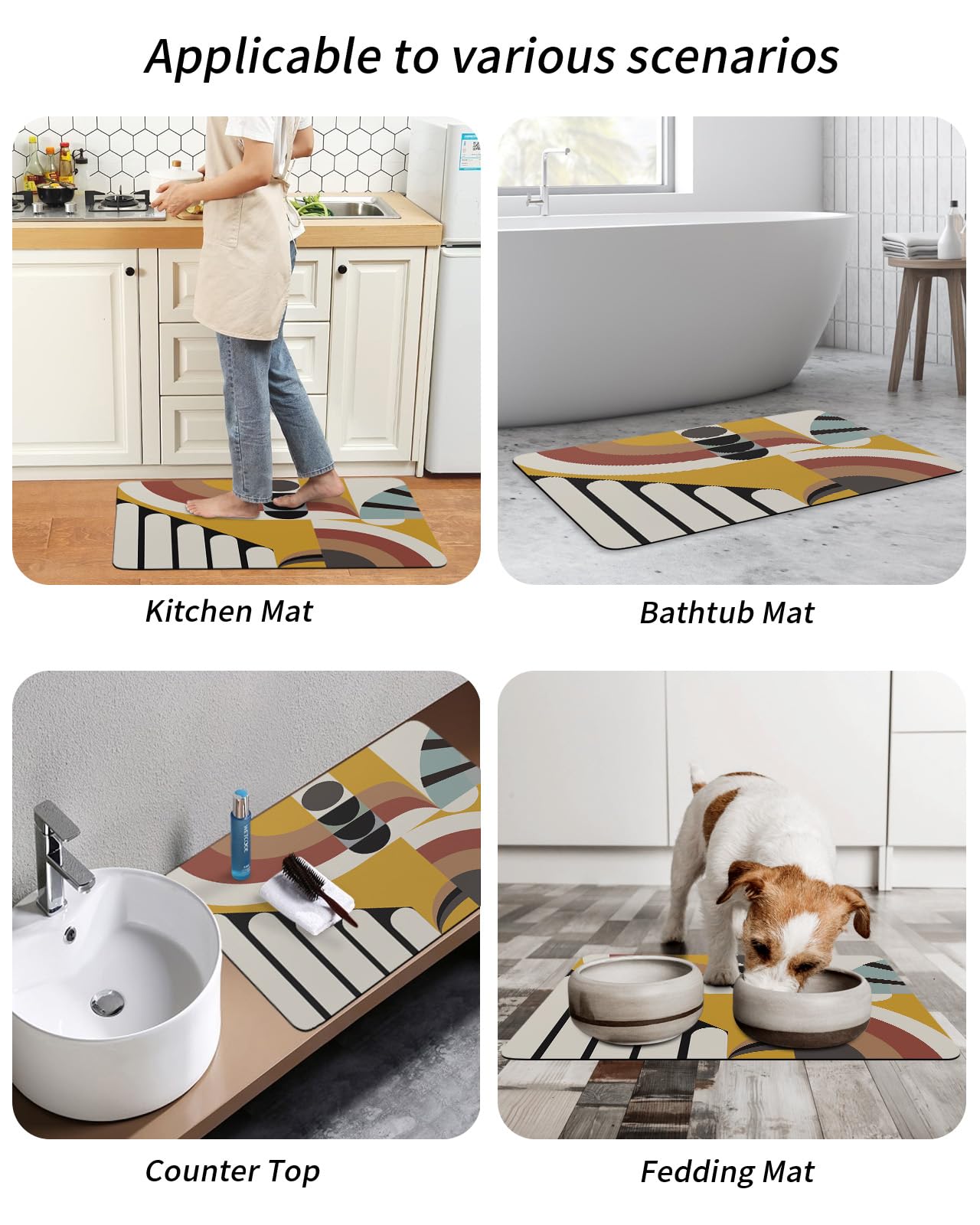 Geometry bath rug/ミヨシラグ Amazon.com: 3 Pieces Set Red Geometric Bath Mat Black White