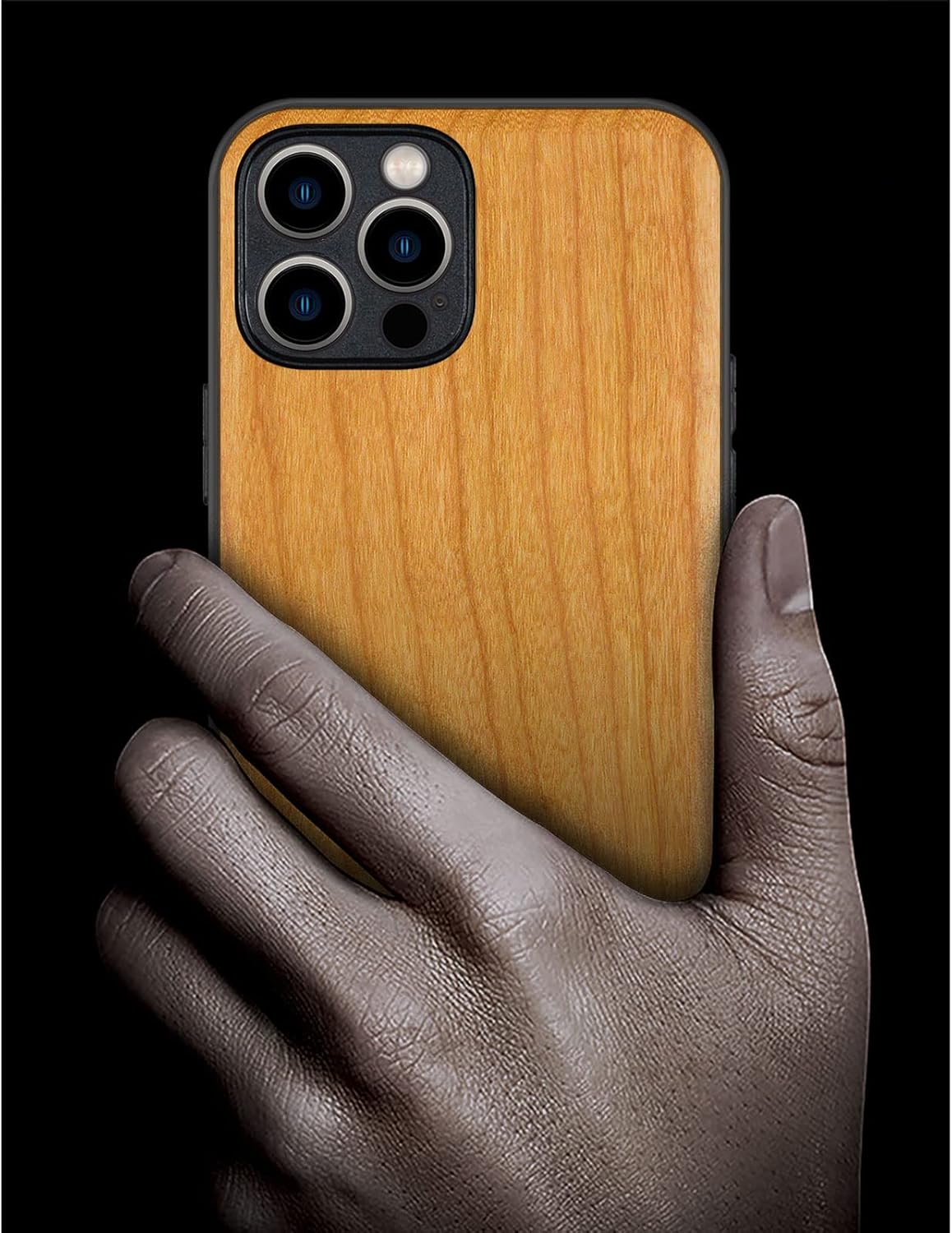 Carveit Magnetic Wood Case for iPhone 12 Pro Case [Natural Wood & Black Soft TPU] Shockproof Protective Unique & Classy Wooden Cover Compatible with MagSafe (Cherry)