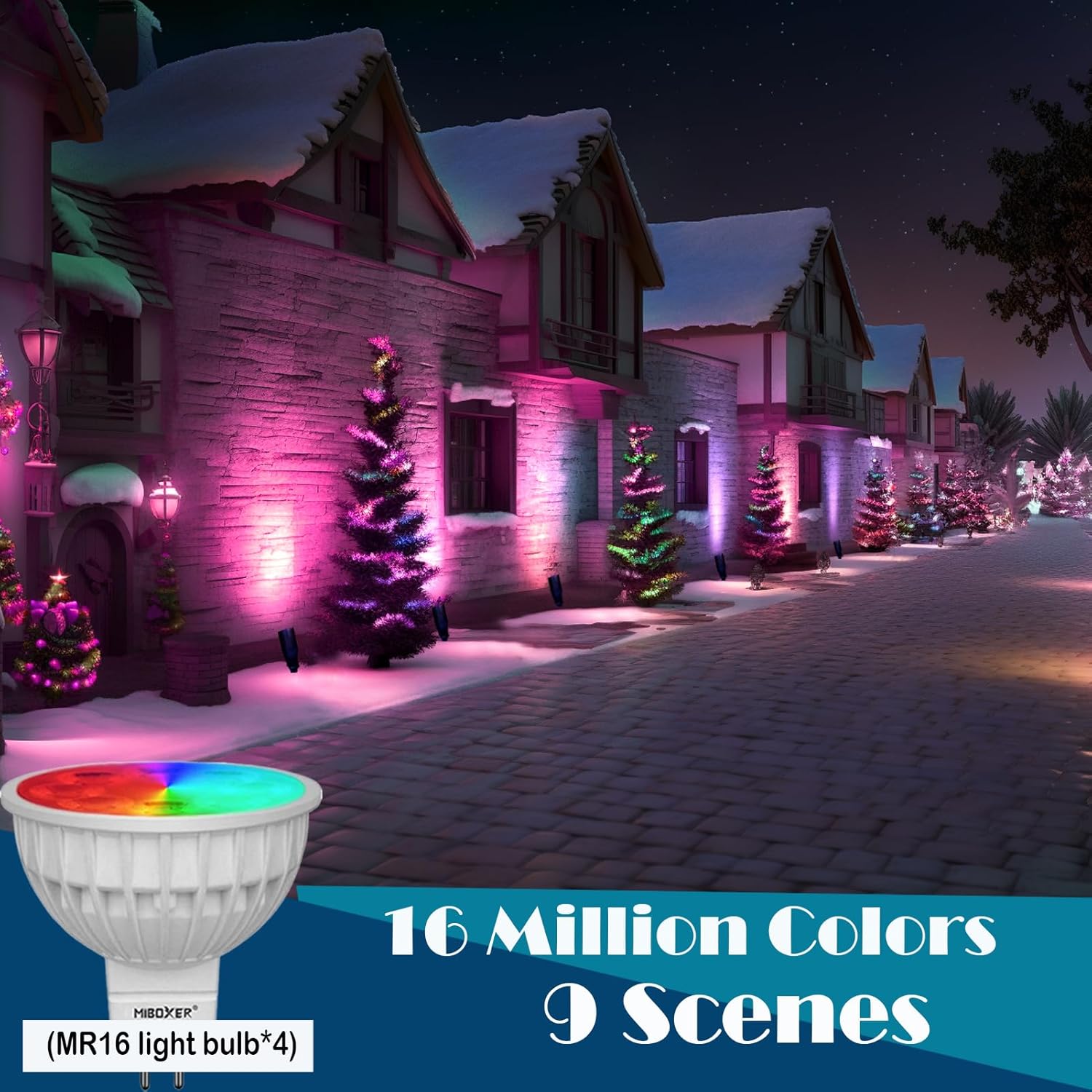 RGB Low Voltage Landscape Lighting, Color Changing Aluminium Landscape Lights with 4 MR16 Light Bulbs, 12V Outdoor Spot Lights for Yard Garden Pathway Lawn Decorative, ETL Listed - Image 4