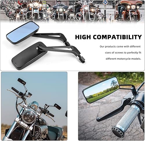 Miniatura 9 de Espejos de motocicleta de forma ovalada negra, espejos retrovisores de motocicleta compatibles con Harley Road King Softail Street Glide Electra