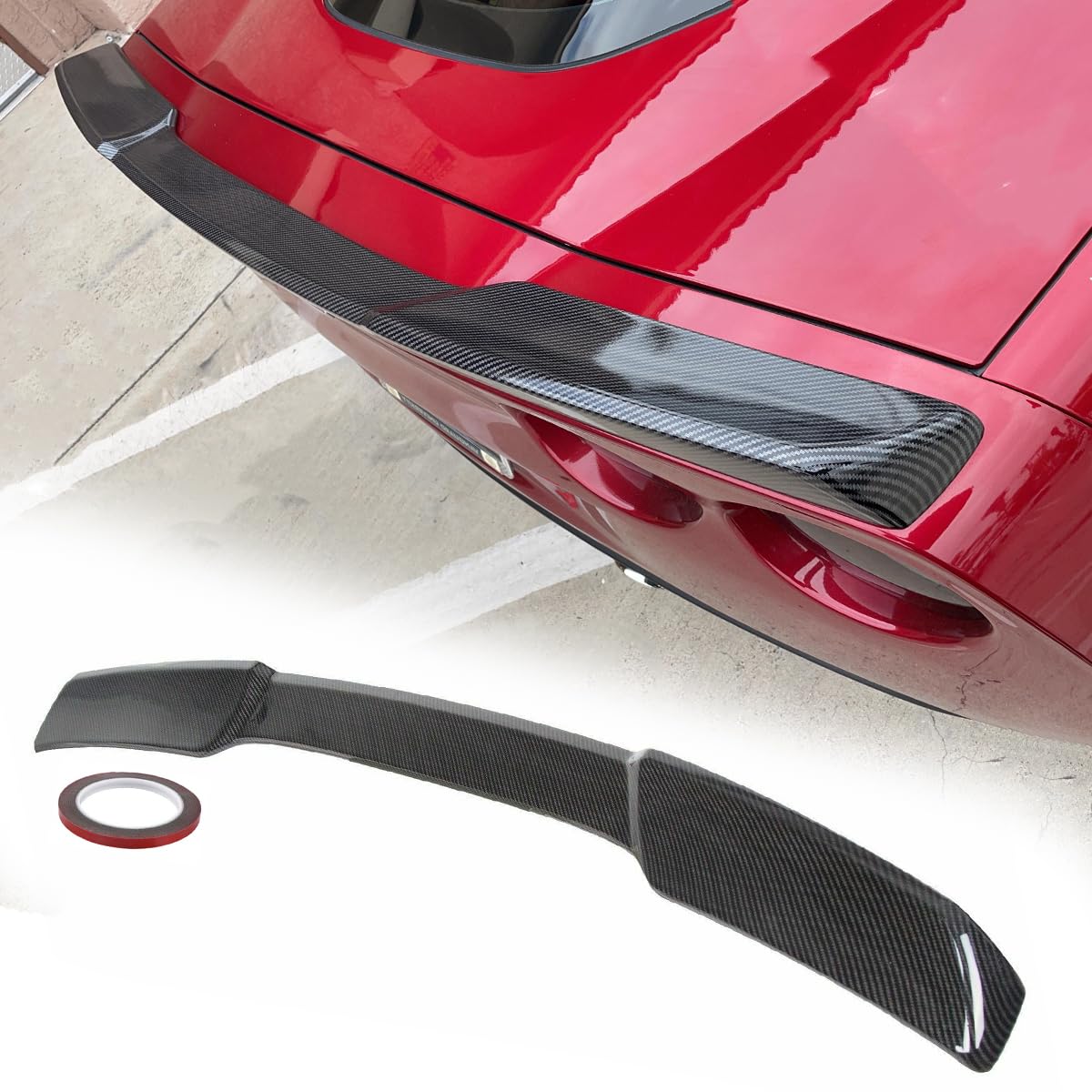 SIPIDEAUT Rear Trunk Wing Spoiler H Style Compatible with Chevrolet Corvette C6 2005-2013 Rear Trunk Lip Spoiler (Carbon Fiber Style)