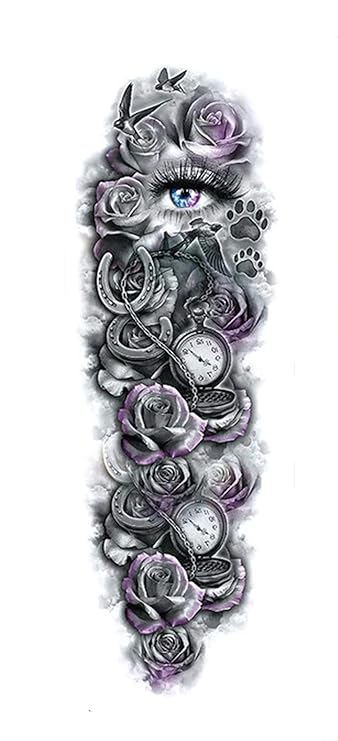 3D Temporary Tattoo Sticker For Full Arm Tribal Totem Fire Popular Sexy Designs Size - 48x17cm Multicolor