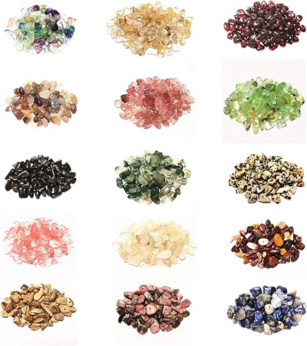 Basigeese Cuentas de chip de piedras preciosas para hacer bricolaje, cristales de engrio curativos para pulir cuentas de forma irregular trituradas Basigeese Cuentas de chip de piedras preciosas para hacer bricolaje, cristales de engrio curativos para pulir cuentas de forma irregular trituradas