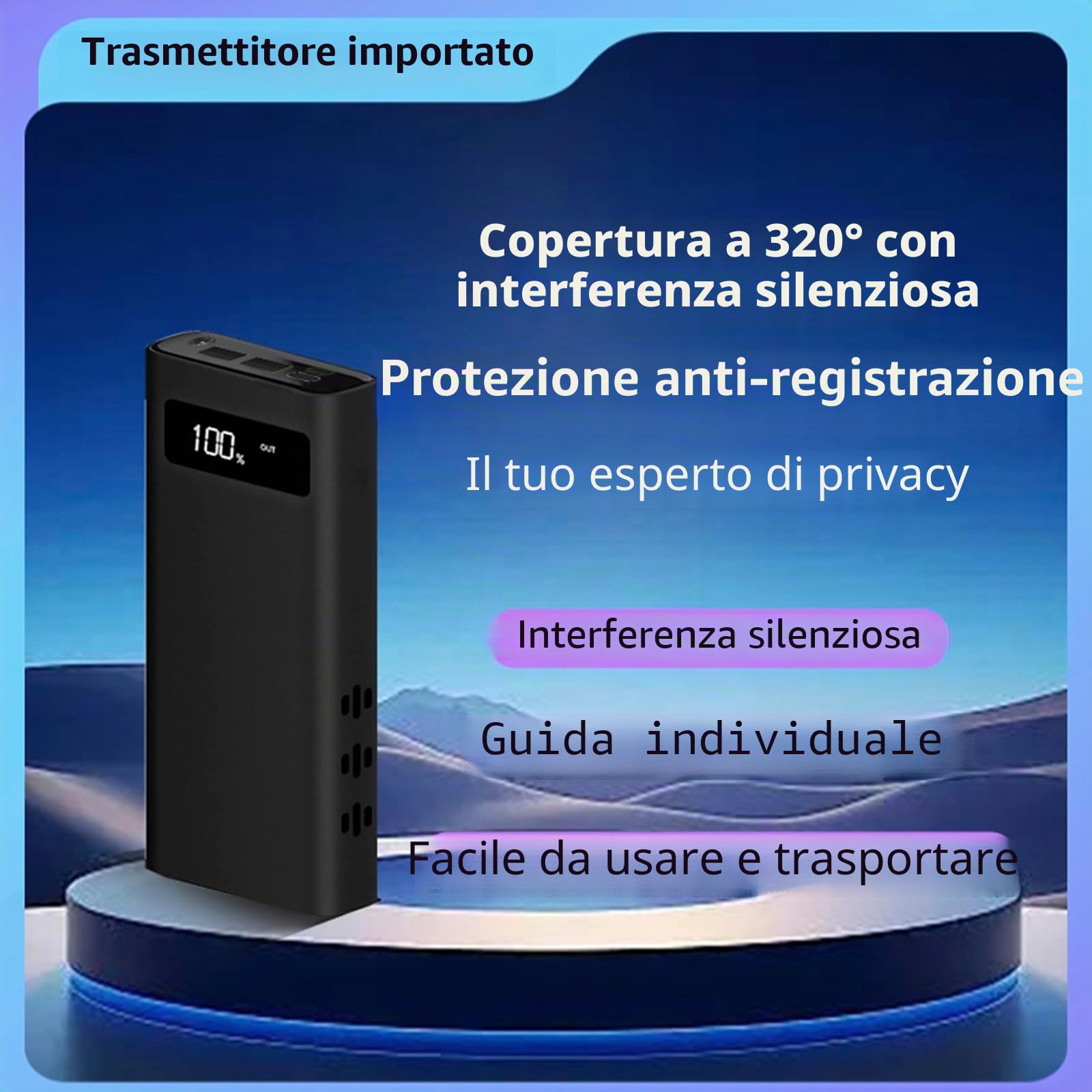 Dispositivo di disturbo audio – Protezione per la privacy a ultrasuoni anti-registrazione con schermo a 360° per riunioni sicure e uso in ufficio
