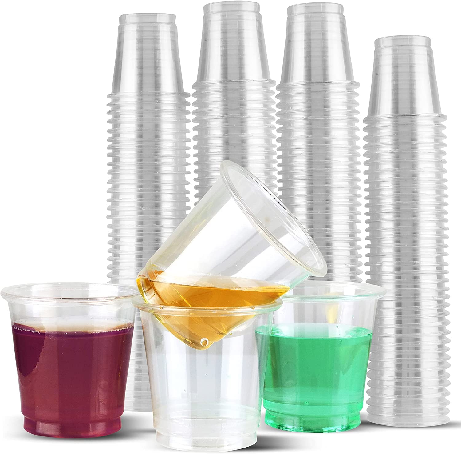 Shot Glasses - Pack of 25 Quality Crystal Clear Shot Cups | Plastic Shot and Desert Glass, Strong Durable Hard Plastic