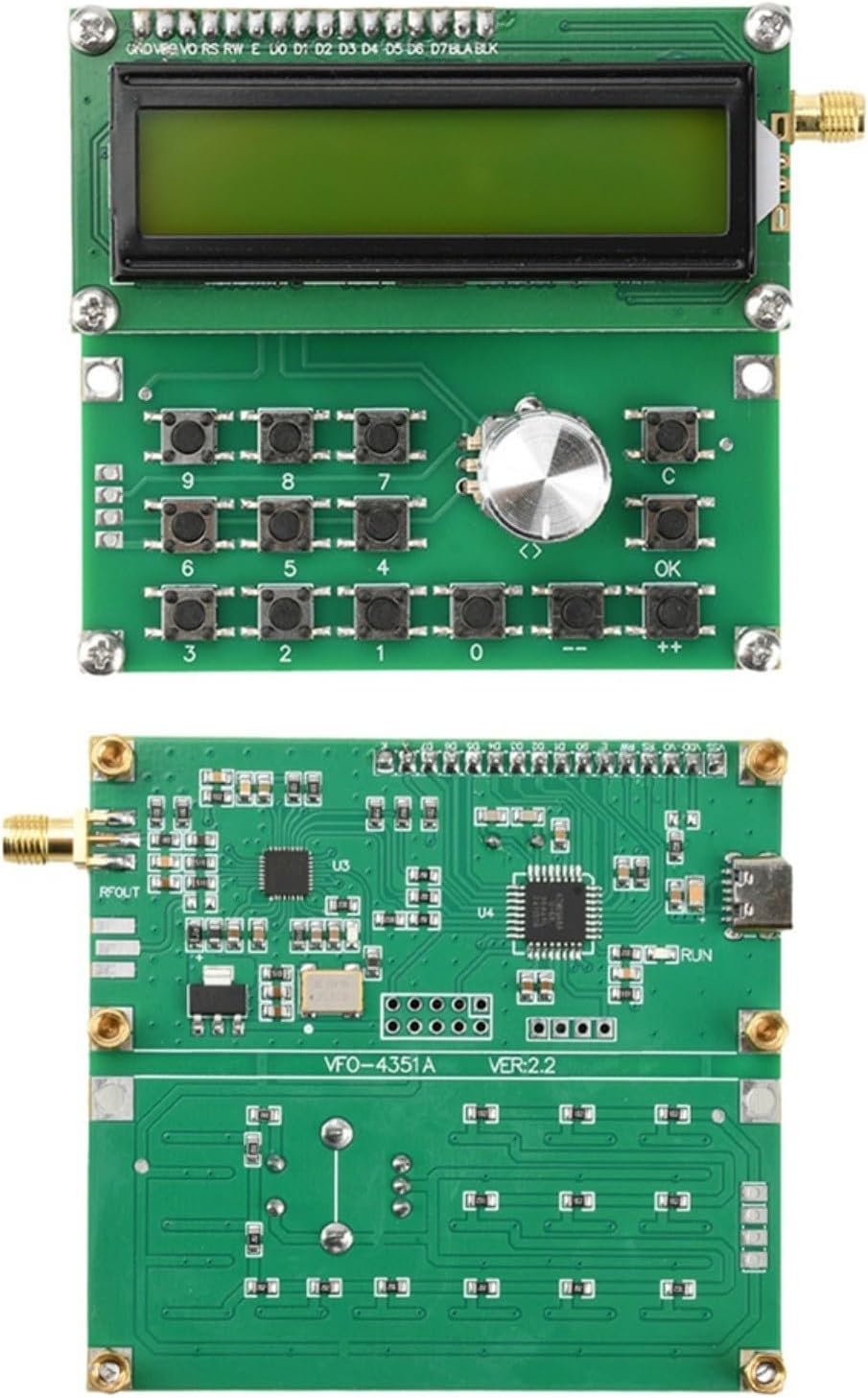 ADF4351 RF Signal Generator 35MHz-4400MHz Frequency Output, Type-C Powered, For SMA Port, 1KHz-1MHz Adjustable Step For Electronics Testing