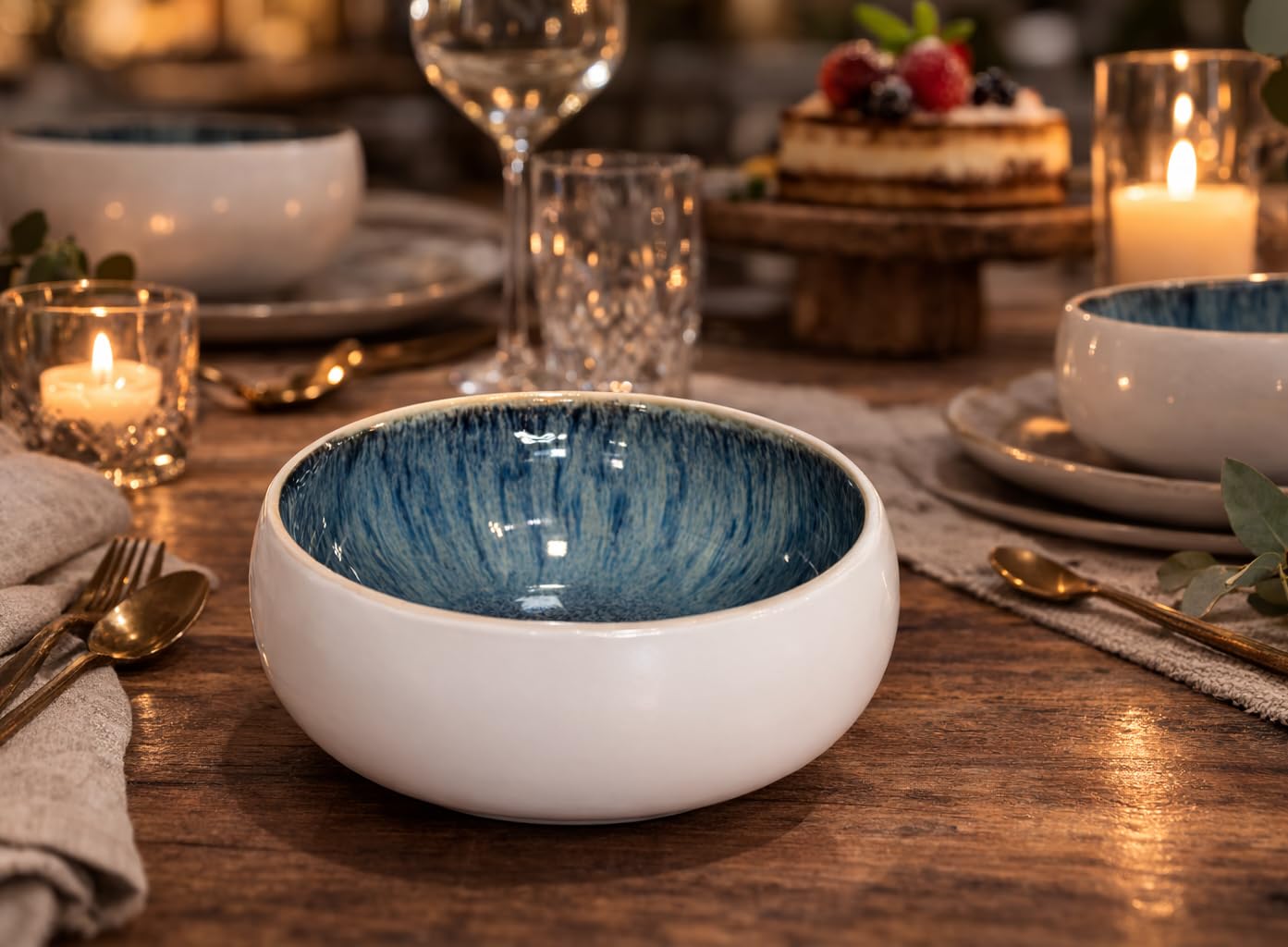 Cuencos Sopa Bol Ramen Cuencos aperitivos Bowl Ceramica Tazones Desayuno Platos Vajilla Gres de Calidad - Fabricados a Mano - 4 Piezas 15,5cm -Gran Dureza Aptos Lavavajillas Microondas, Color Blanco