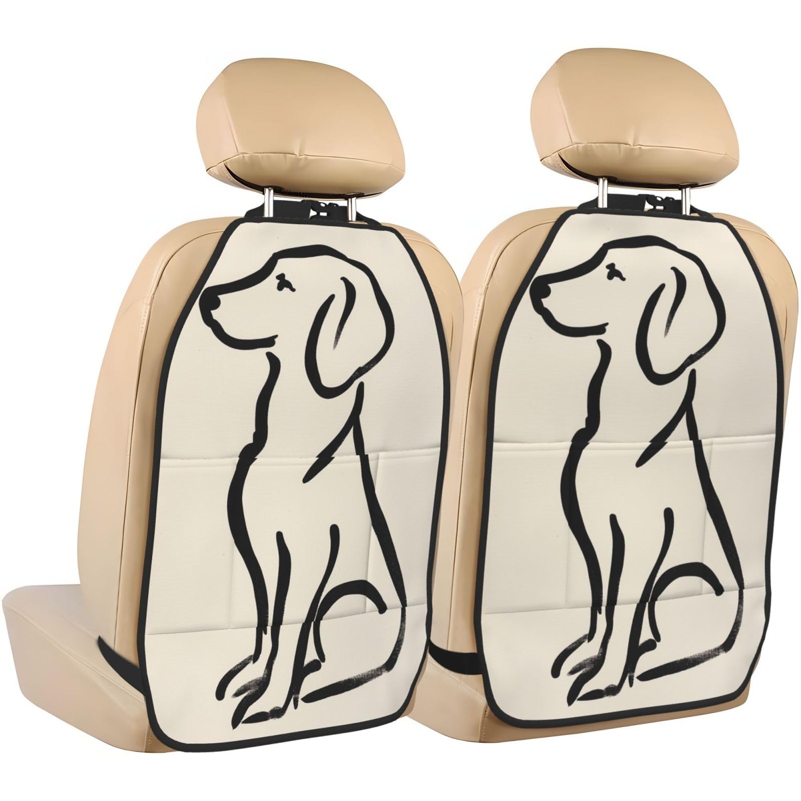 Vintage Golden Retriever Dog Sitting Car Seat Back Kick Protectors,2 Pack Kick Mats with Storage Pockets for Vehicles to Protect from Dirt Mud Scratches