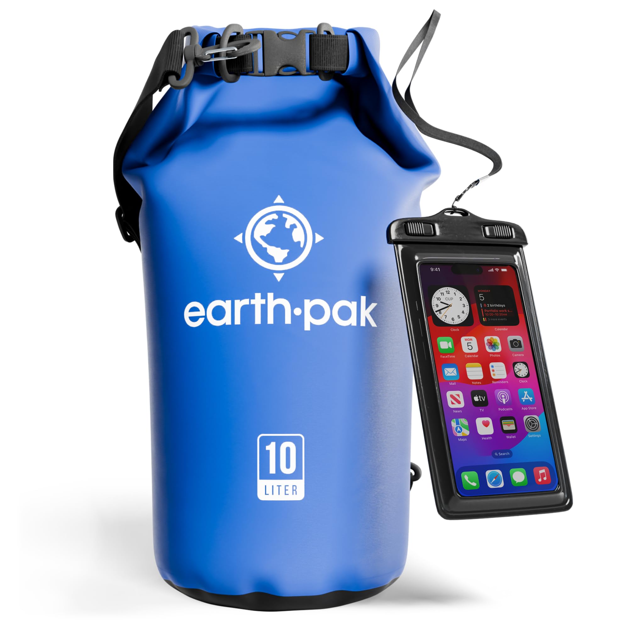 Earth Pak -Waterproof Dry Bag - Roll Top Dry Compression Sack Keeps Gear Dry for Kayaking, Beach, Rafting, Boating, Hiking, Camping and Fishing with Waterproof Phone Case