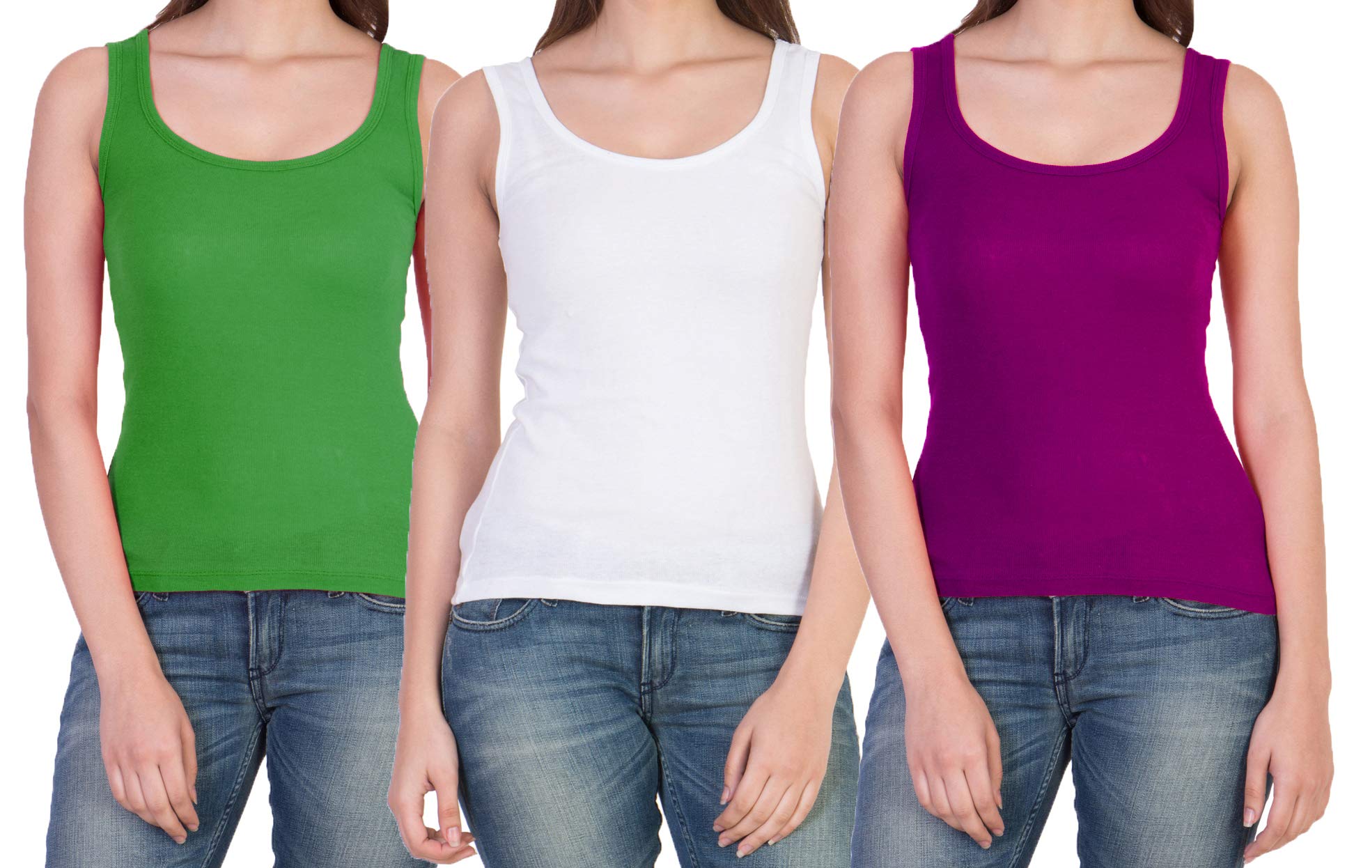 paras Women's & Girl's Cotton & Lycra Camisole (Pack of 3) (PT-3TANK_White, Purple & Green_Large)-picture-44