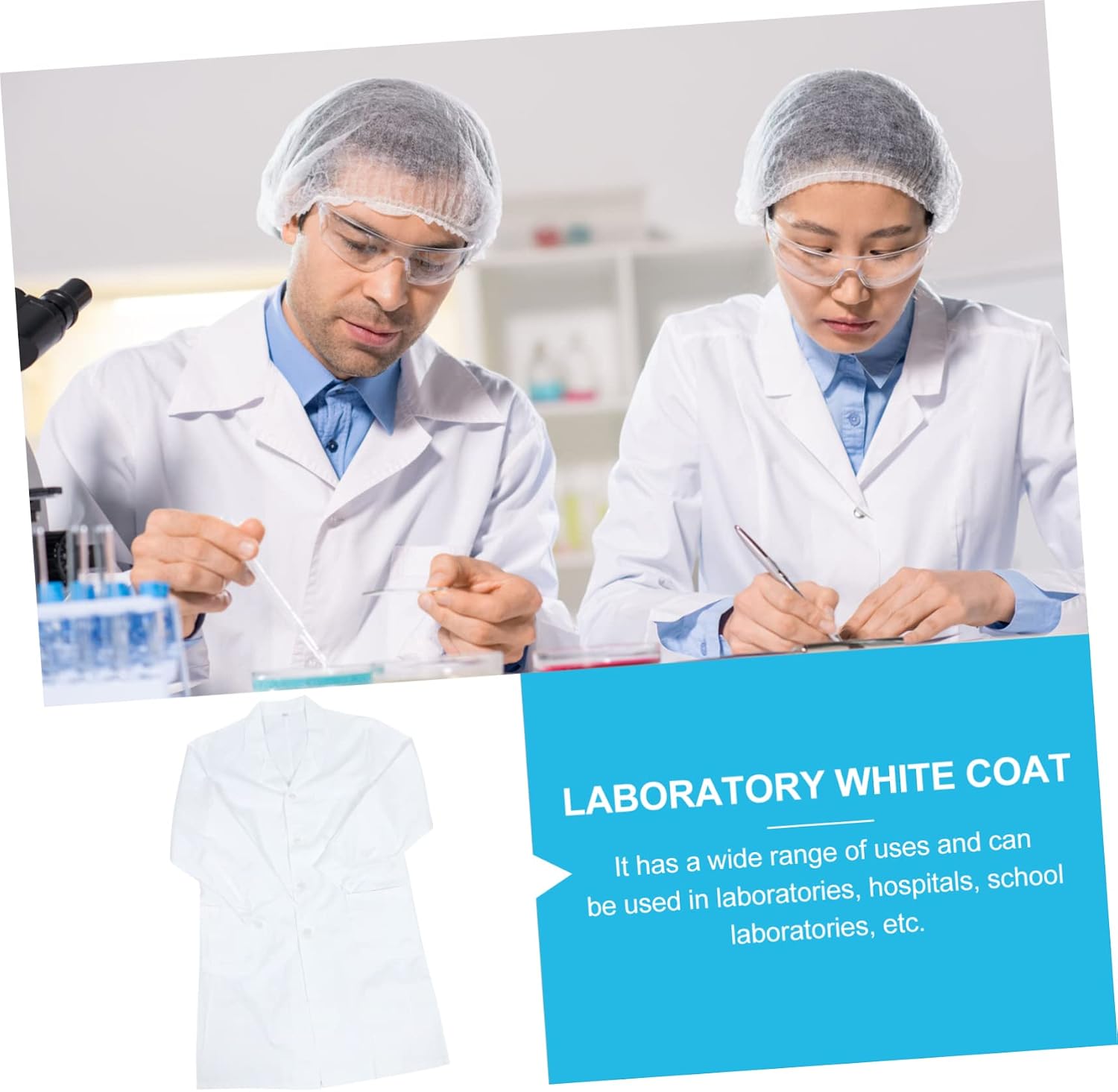 PRETYZOOM Long Sleeve White Doctor Coat Simple Laboratory Uniform for Hospitals Pharmacies and Schools Easy to Wear Protective Lab Coat with Classic Suit Collar and Buttons