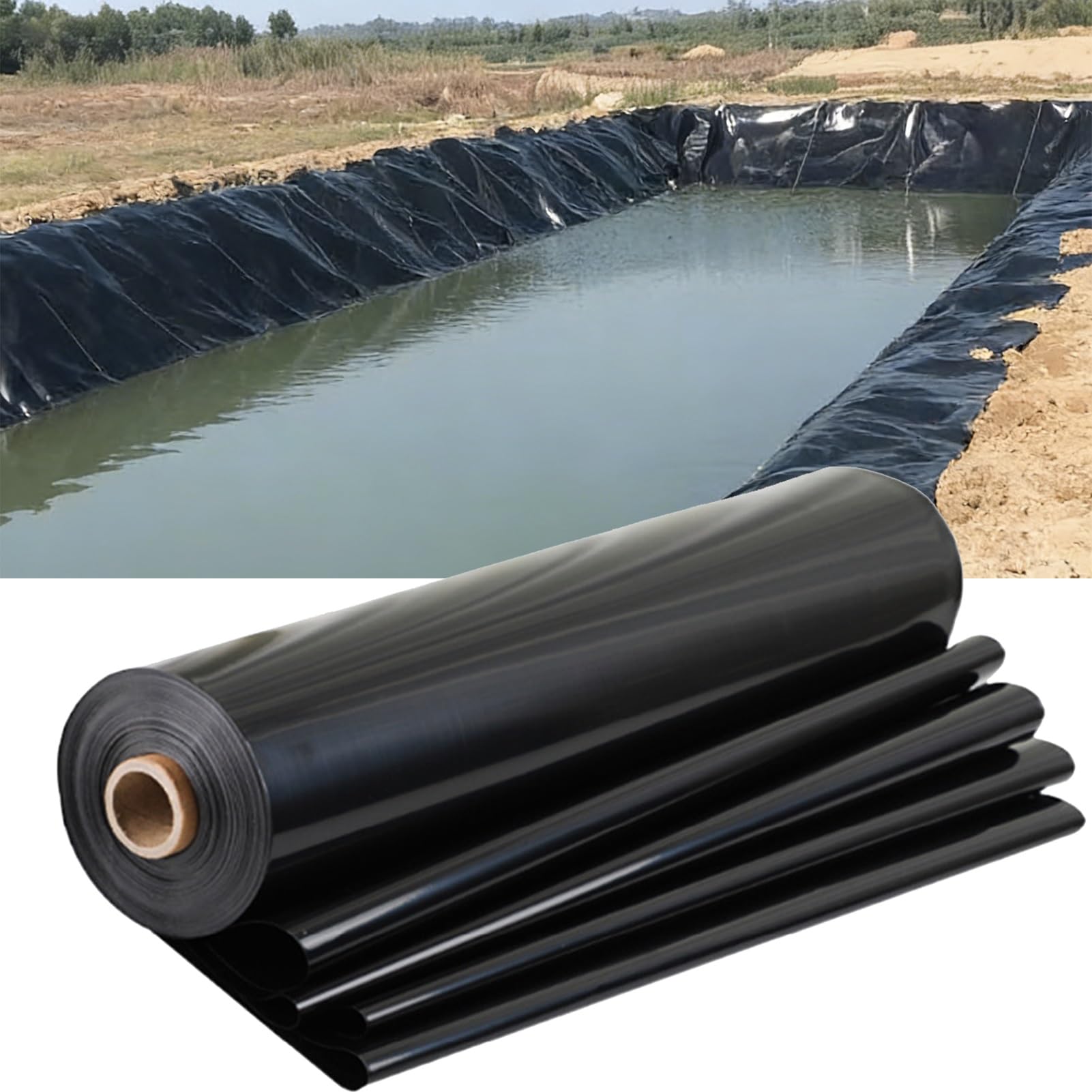MARXAN Large Black Pond Liner 5x8m 7x10m 8x12m 10x15m Heavy Duty Pond Tarp for Artificial Lakes, Waterfalls and Outdoor Ponds, Durable & Impermeable Underlay(5x12m(16.4x39.3ft))