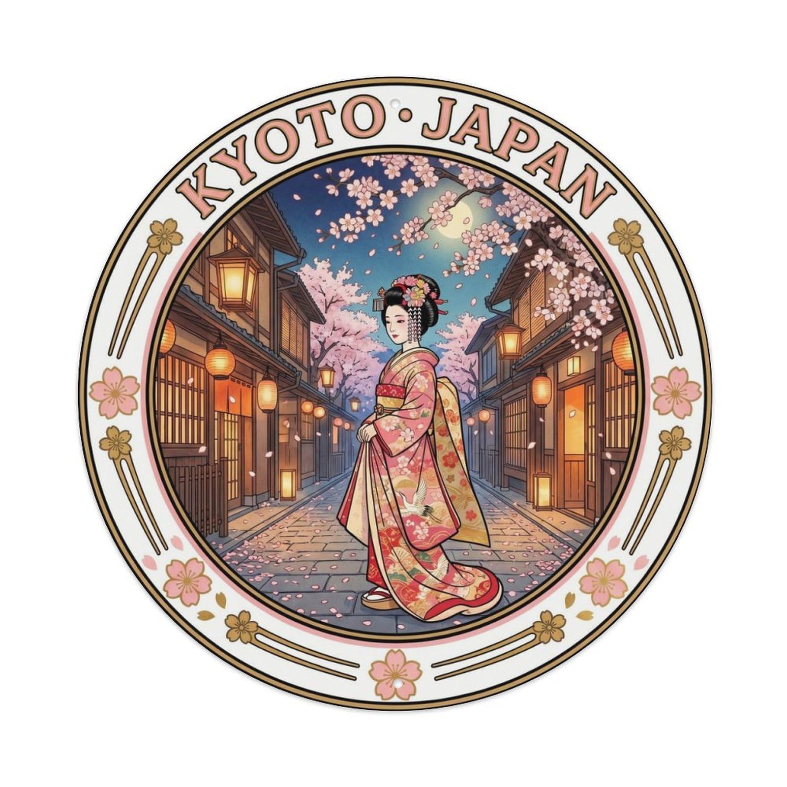 Kyoto Gion Maiko Cherry Blossom Festival Culture Metal Tin Sign