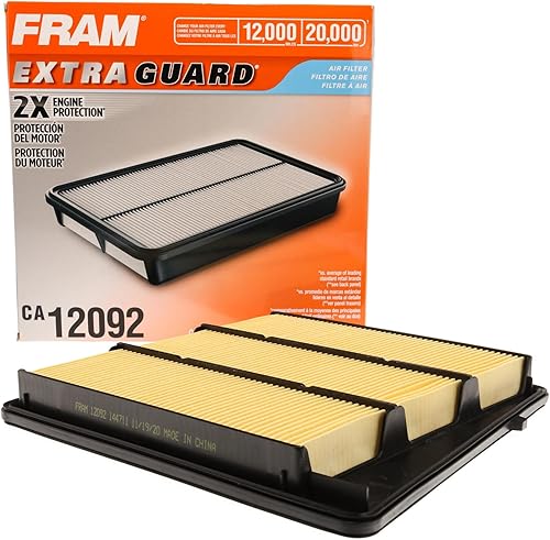 FRAM Extra Guard CA12092 - Filtro de aire de repuesto para modelos seleccionados de Nissan, proporciona protección de filtro de hasta 12 meses o