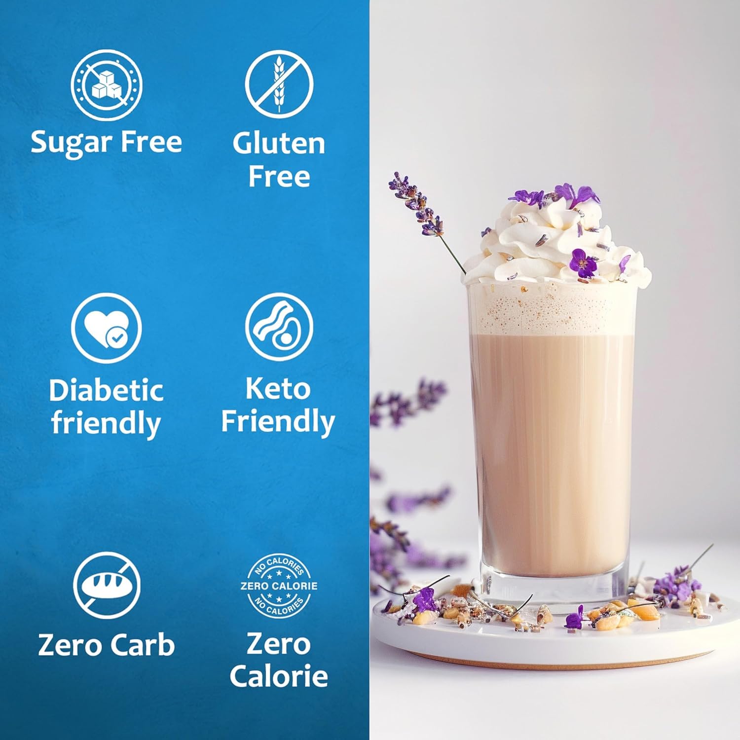 Syruvia Jarabe de lavanda sin azúcar - 751.2 ml. Jarabe saborizante de café de alta calidad. 0 calorías, kosher y sin gluten. Perfecto para bebidas, refrescos, batidos, postres y más.