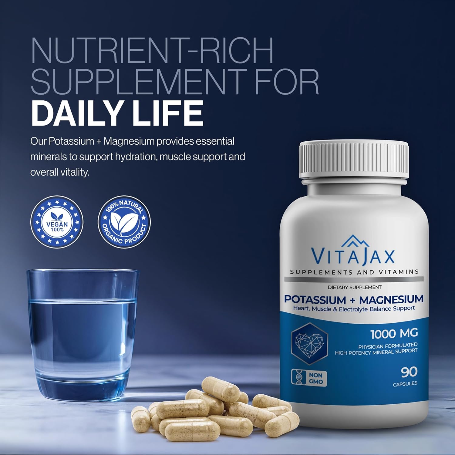 Potassium Magnesium Supplement 1000mg | 90 Capsules | Magnesium and Potassium Supplement for Heart, Leg Cramp, Muscle & Electrolyte Balance Support | Gluten Free, Non-GMO | 3-Month Supply - Image 6