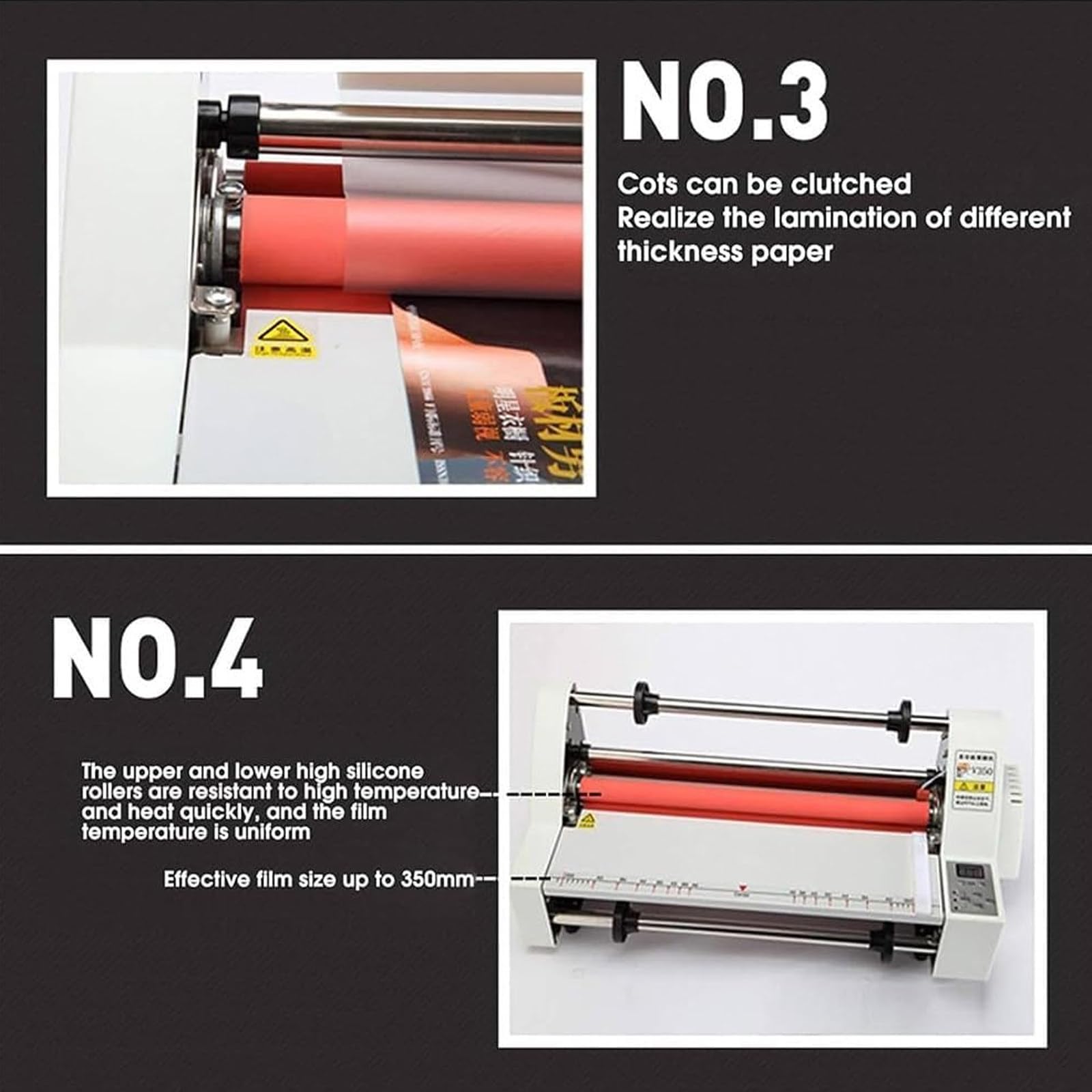 Laminateur Thermique A2/A3/A4 Machine À Plastifier Chaud et Froid 350 mm/450 mm Plastifieuse 220 V