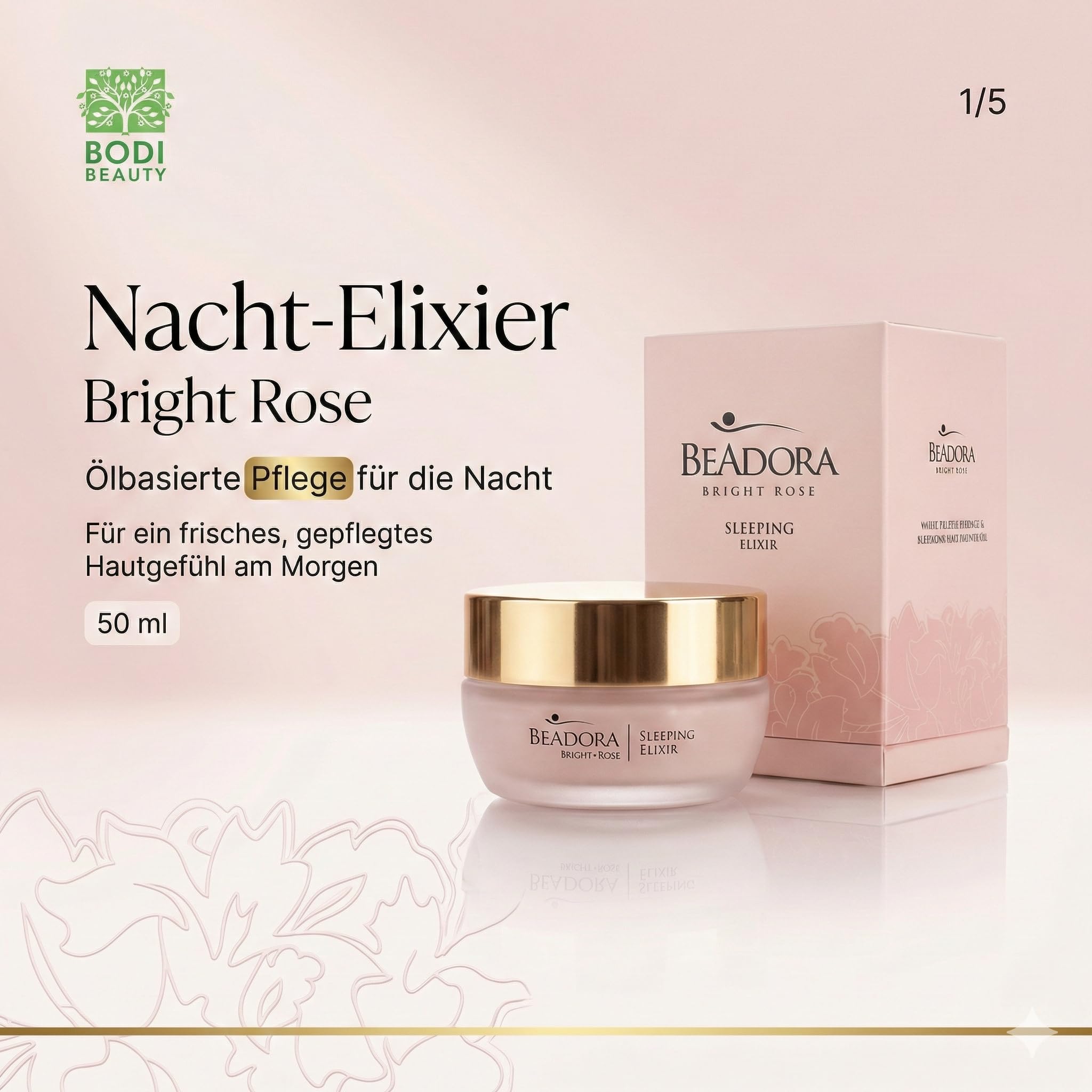 BeAdora Rose Sleeping Elixir Nachtcreme 50 ml mit Rosenöl