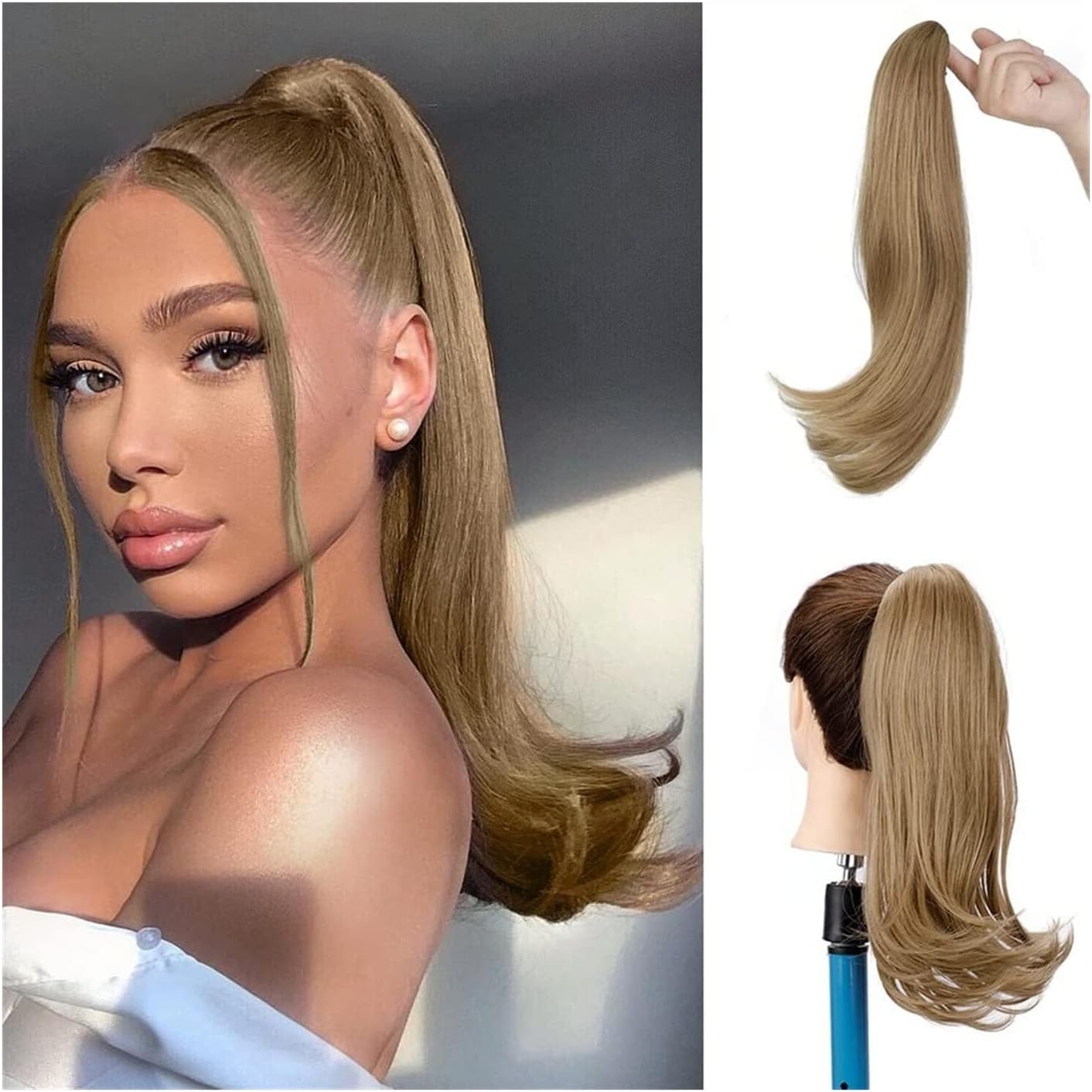 Wave Ponytail Extension Clip Synthetic Long Straight
