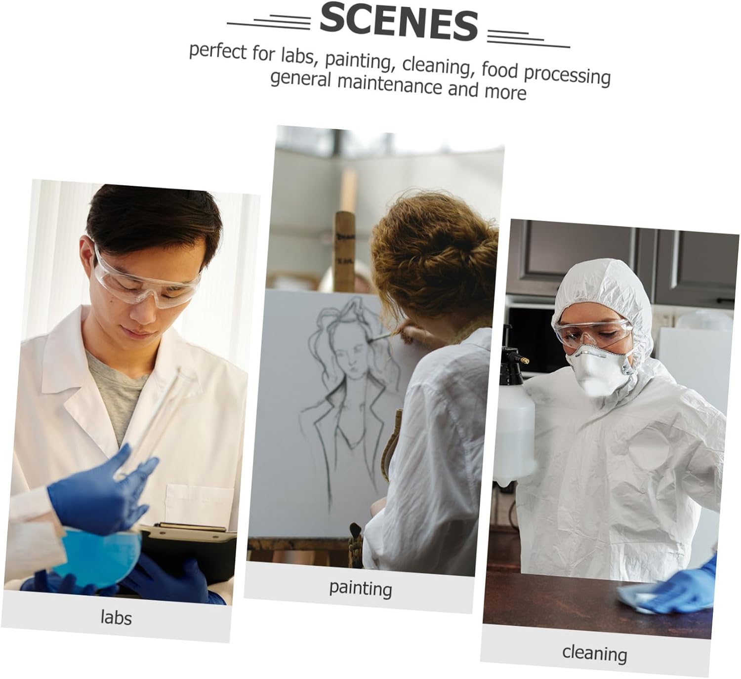 10pcs Breathable Lab Coat Disposable Work Clothes Lab Coat for Painting Cleaning Maintenance Style
