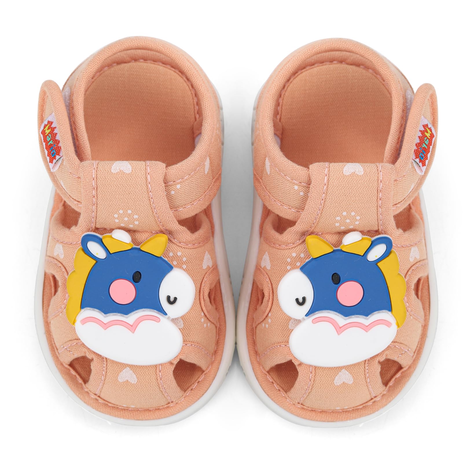 ESTAMICO Baby Girls Boys Sandals Cute Animal Summer Shoes Breathable Non Slip First Walker, 3-6 Months Infant, Orange