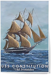 Lantern Press Old Ironsides, USS Constitution (12x18 Art Print, Travel Poster Wall Decor)