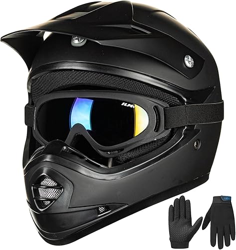 Miniatura 1 de ILM - Casco con gafas de seguridad y guantes deportivos para niños y adolescentes, para motocross, cuatrimoto, motocicleta, todoterreno. Aprobado