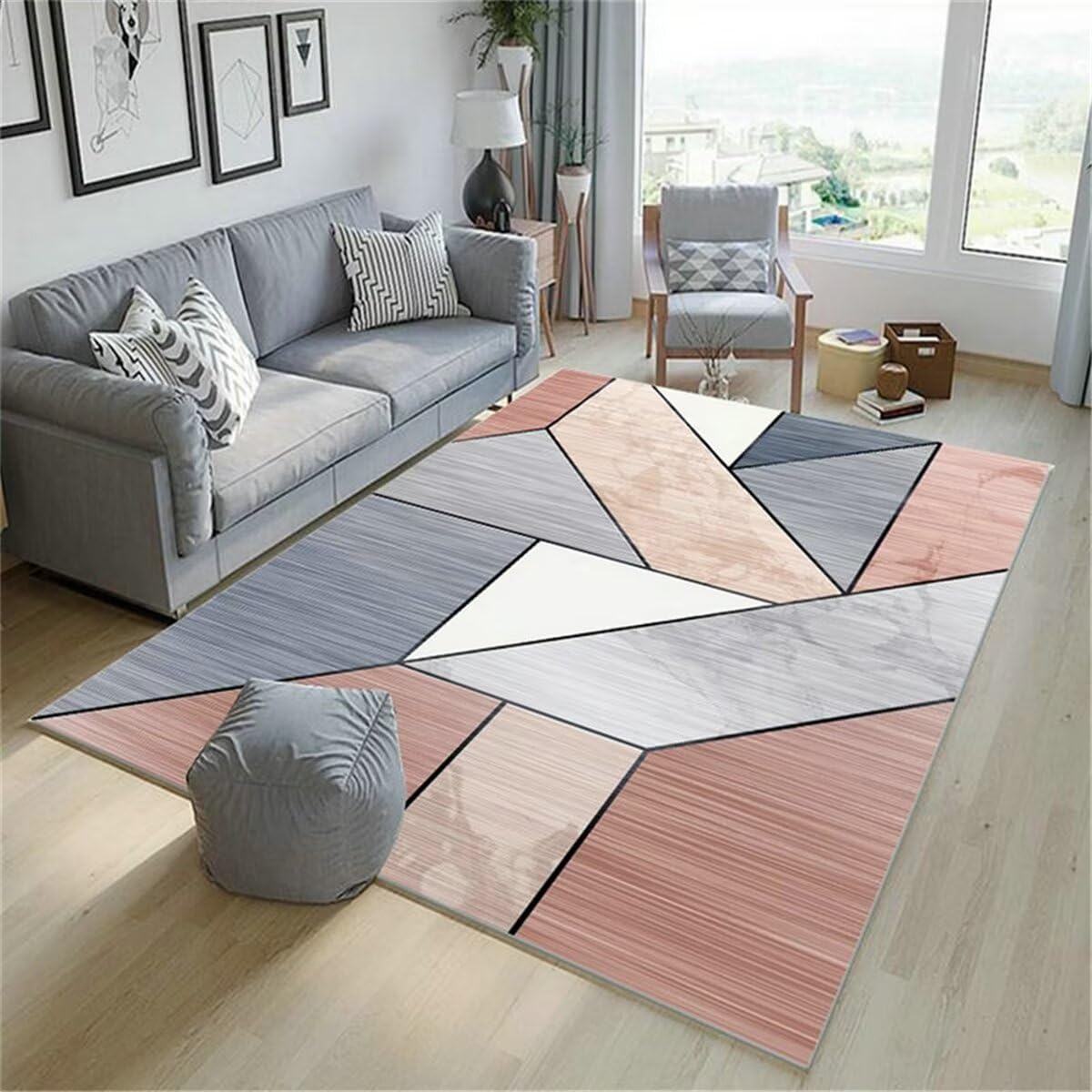Descente de lit antidérapant gris rose 180x250cm grand tapis