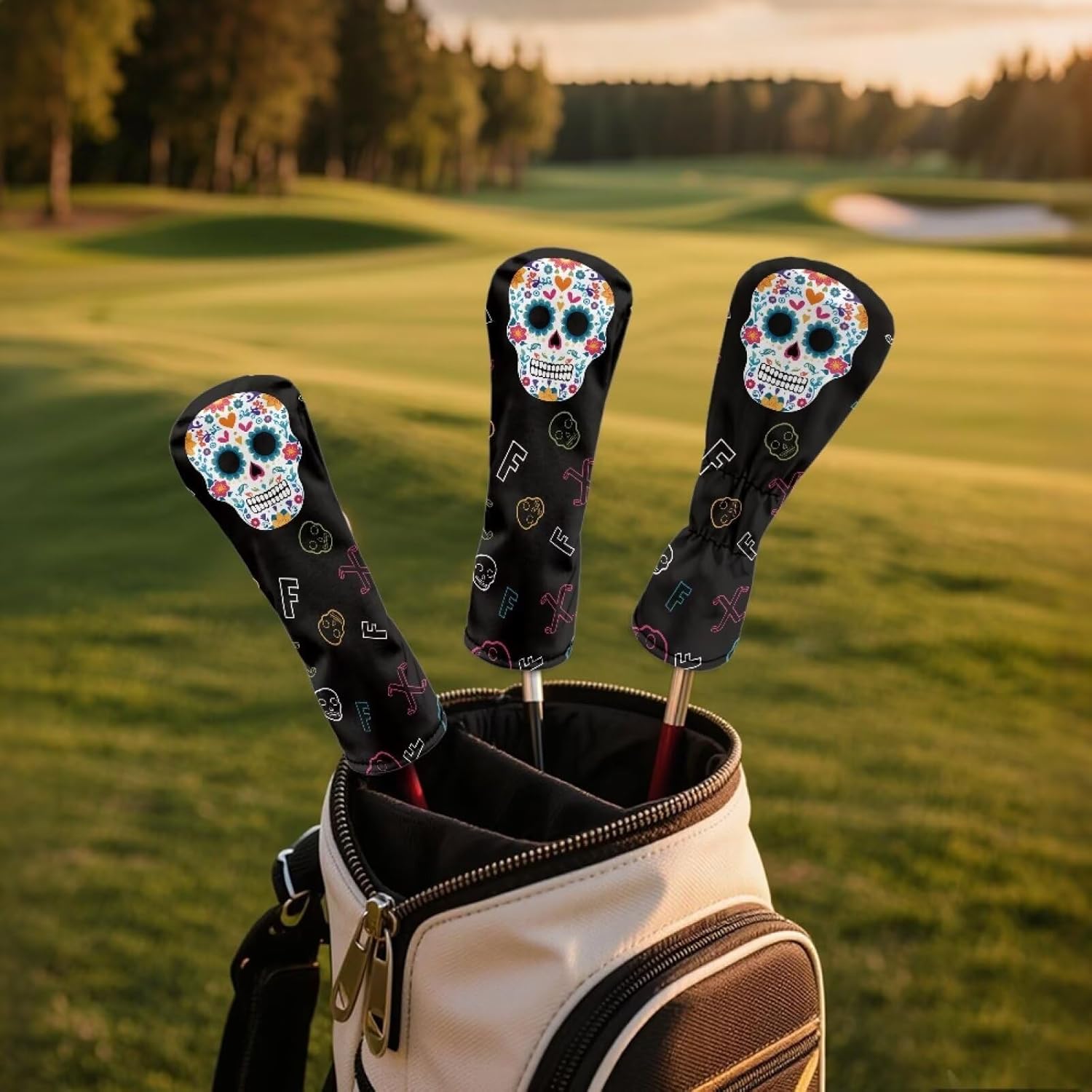 COEQINE 2/3/4 Piece Golf Head Covers for Woods and Driver Funny Golf Headcovers Gifts for Dad, Men, and Women