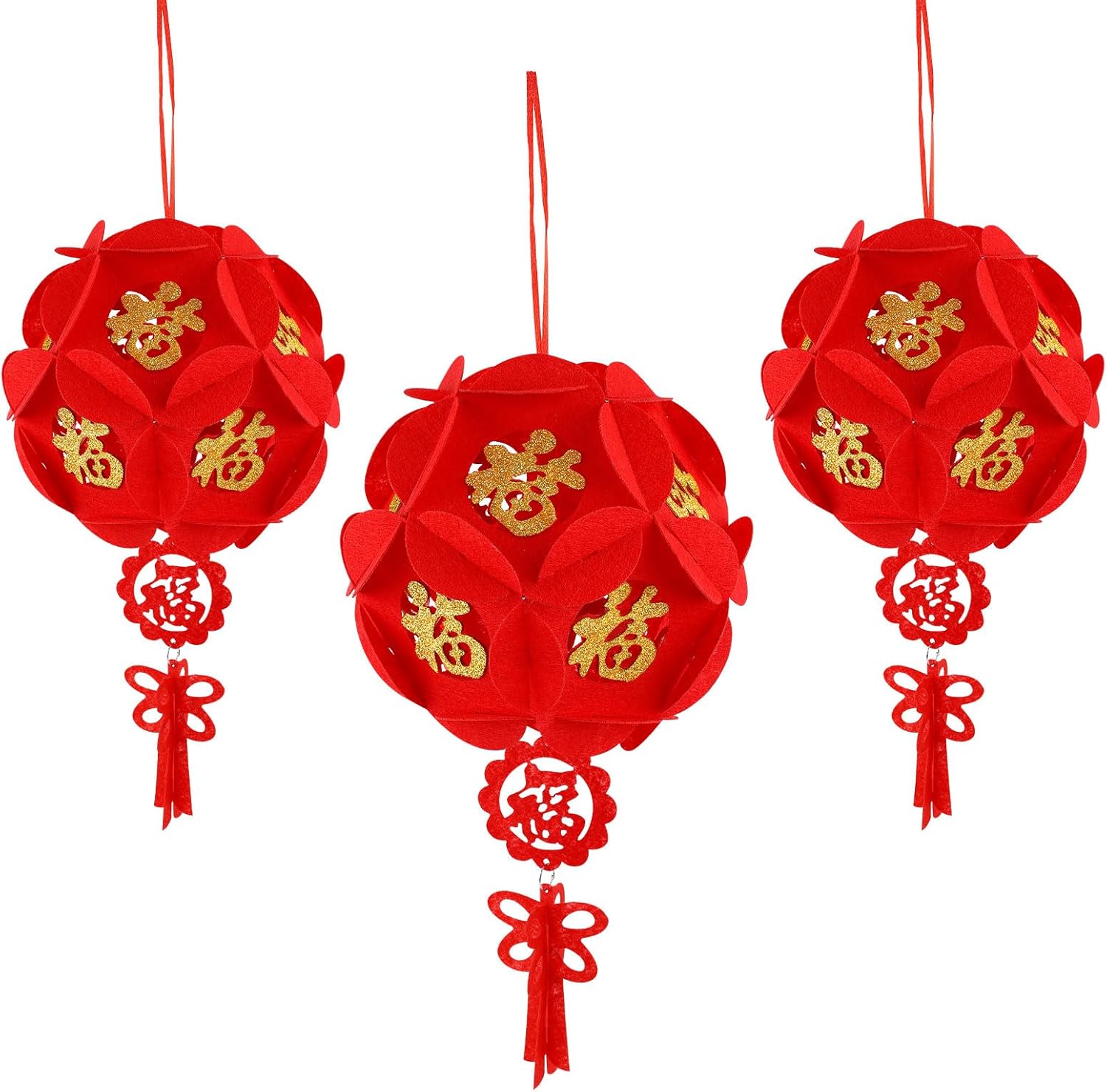 3pcs Red Chinese Lanterns, Chinese New Year Decoration Spring Festival