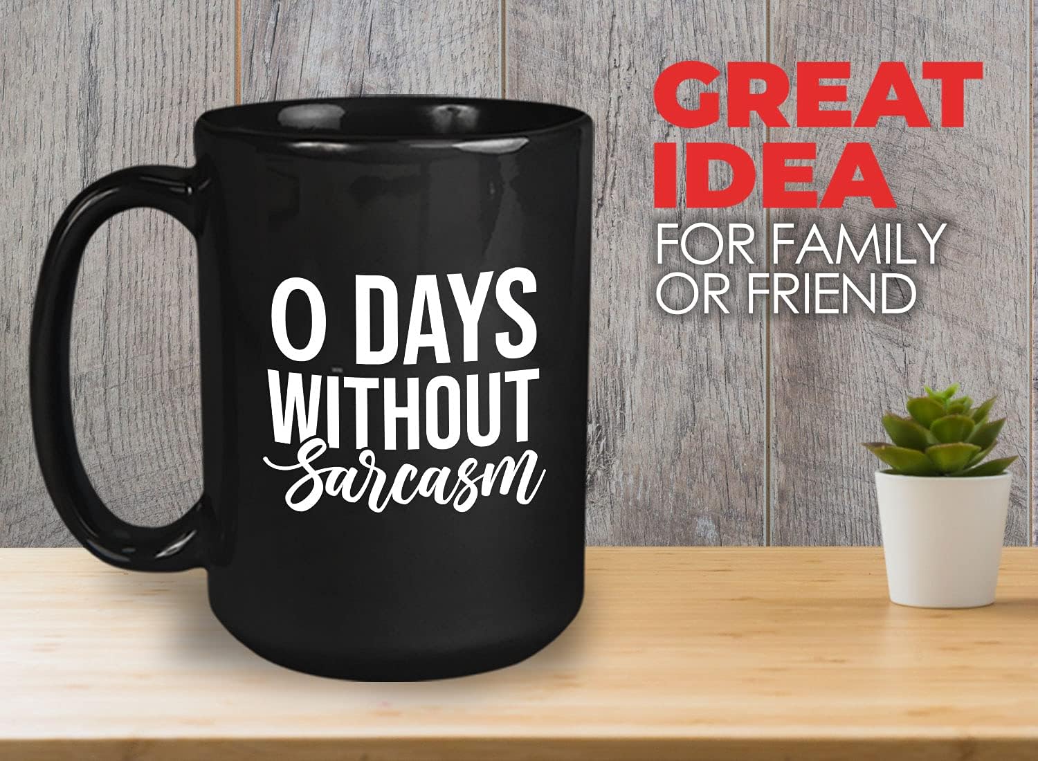 Bubble Hugs Witty Sarcasm Coffee Mug 15oz Black - 0 Days Without Sarcasm - Sarcasm Gang Word Funny Dark Inside Jokes Sarcastic Creative Satire Laugh Hilarious Gag