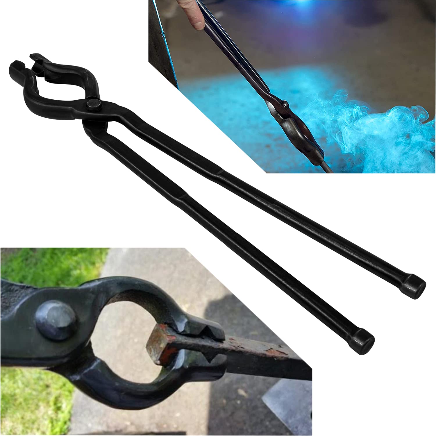 bonbo Knife making Tongs Blacksmith Tongs 17" V-Bit Bolt Tongs