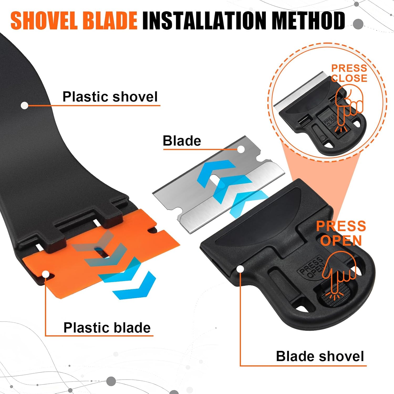 Blade Scraper Tool, Scraper, With Extra Blade Scraper and 3