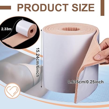 Jecery Adhesive Felt Roll, 1/4 X 6 X 2.5 Yard, Beige