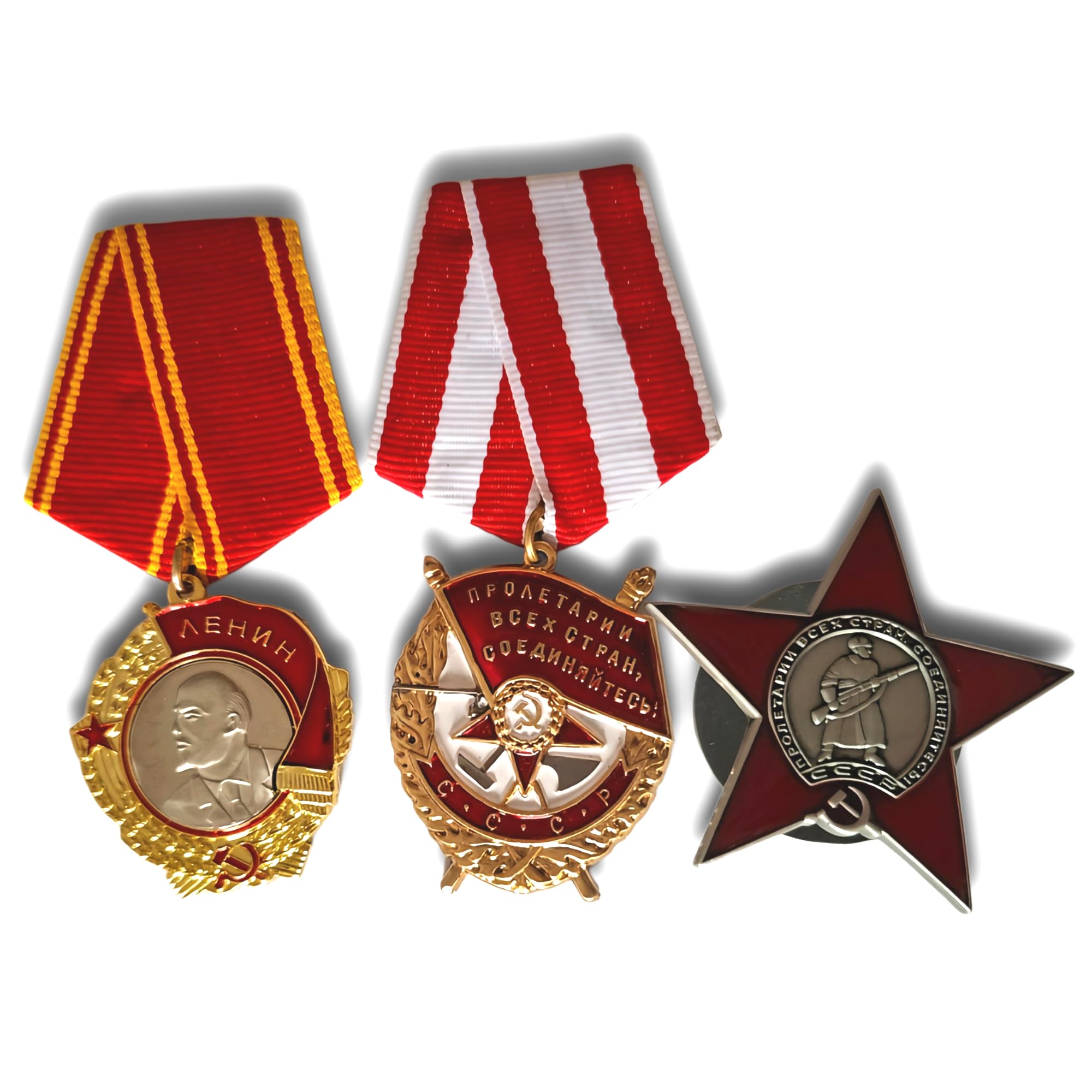 FREECROWS Soviet Medal Set – Order of Lenin, Red Star Reproductions (Set of 3) replica