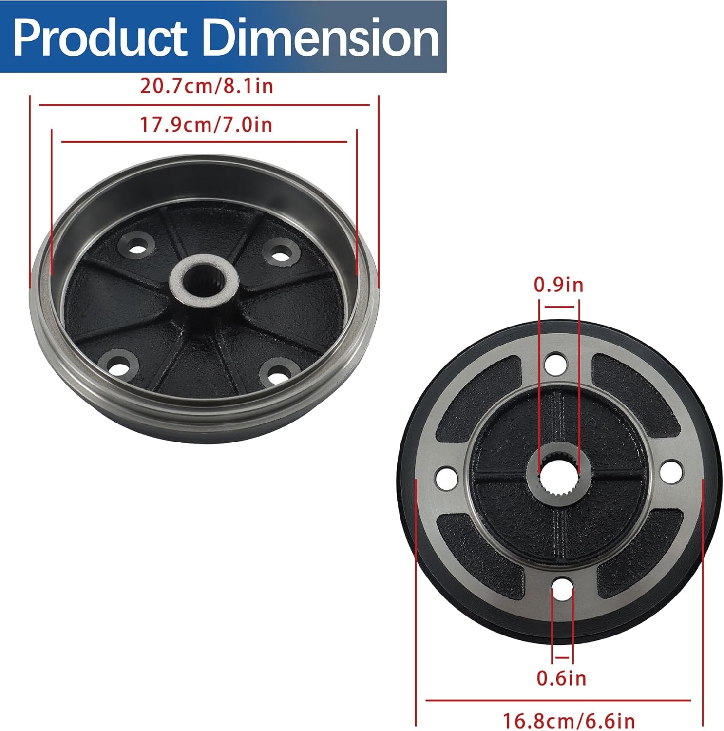WFLNHB Front Rear Brake Drum Replacement for Kawasaki Mule 2010 2500 2510 1993-2001 41038-1227