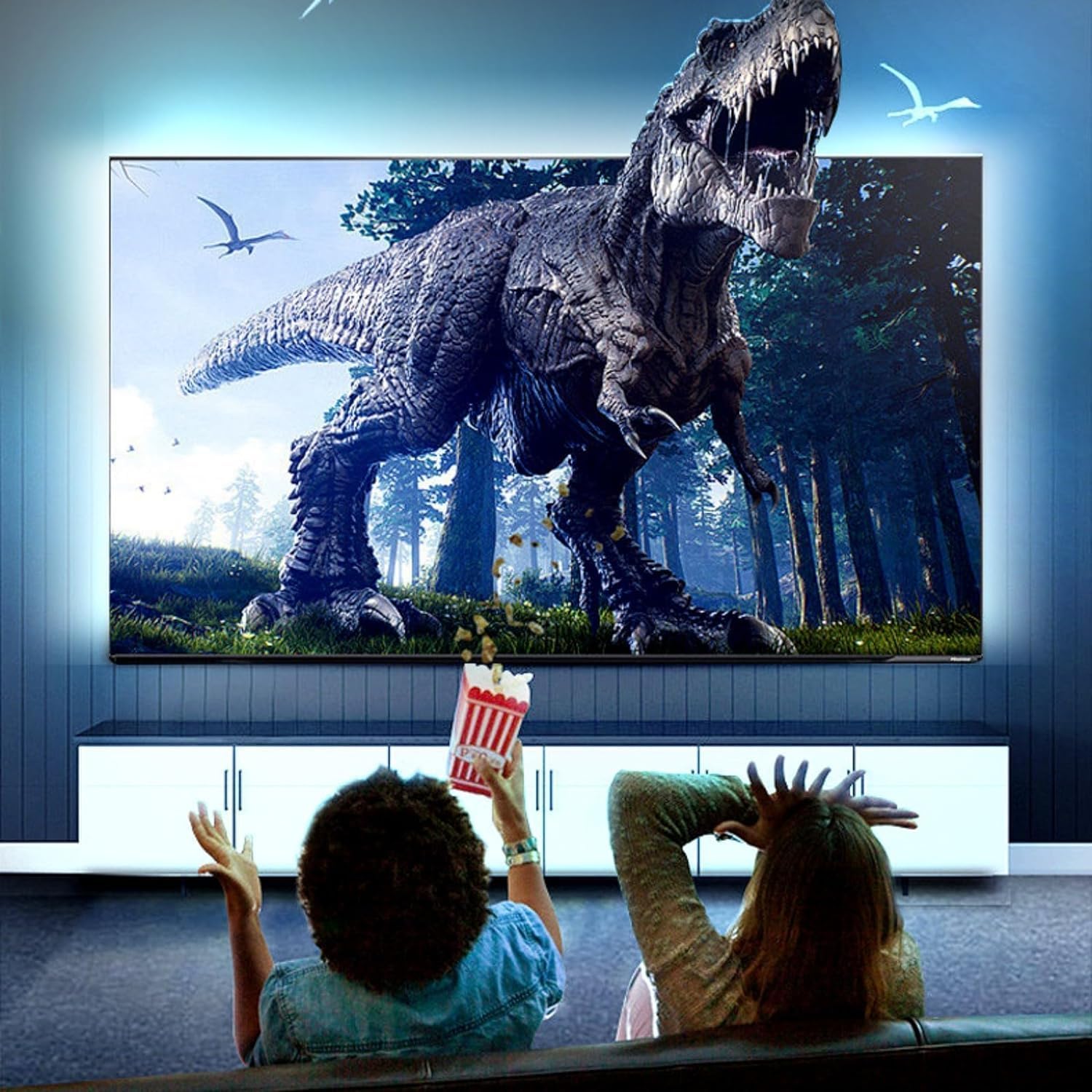Retroilluminazione TV LED, Striscia LED, Controllo Tramite App per Cambiare Le luci LED, sincronizzazione Musicale con Colori RGB con SYNC Box, Illuminazione al Neon Flessibile per