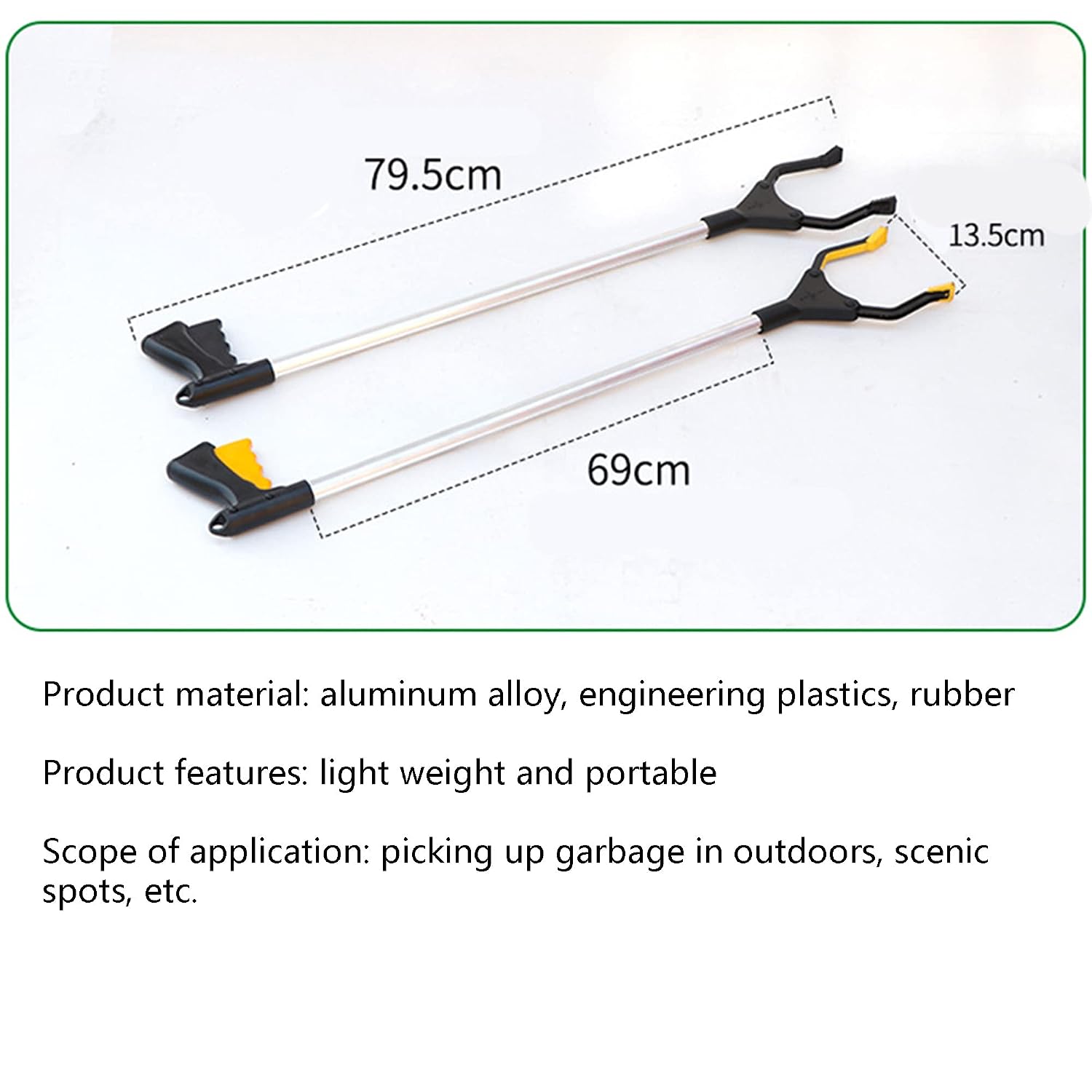 Litter Picker Grabber Reacher Tool 79.5cm Aluminum Alloy Rubbish Lightweight Extra Long Handy Trash Upper Claw Equipment for Elderly,Yellow(Yellow)